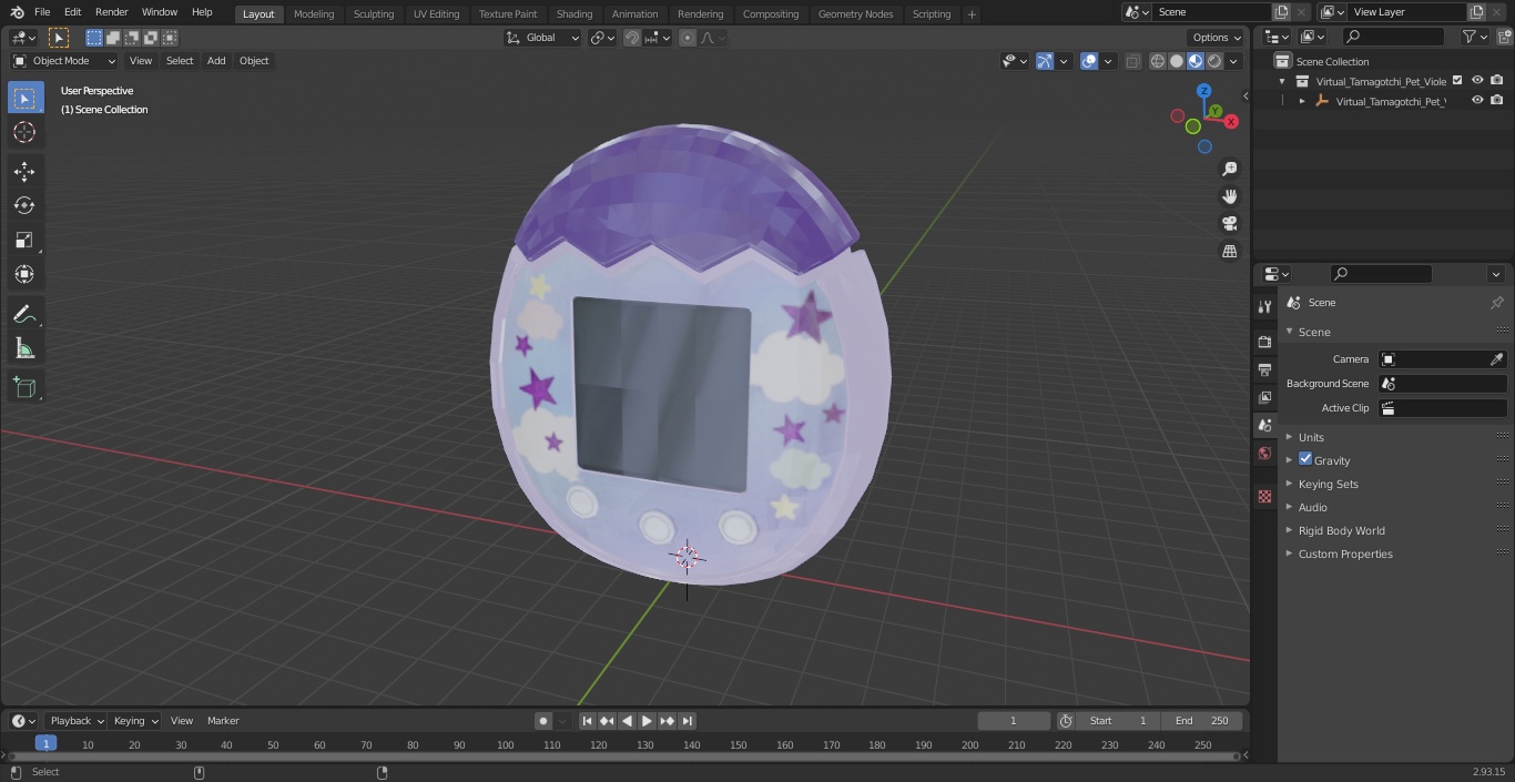 Virtual Tamagotchi Pet Violet 3D model