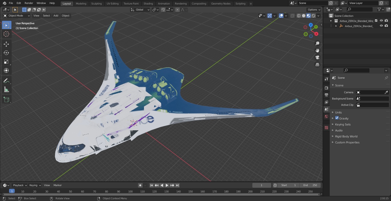 3D model Airbus ZEROe Blended-Wing Body