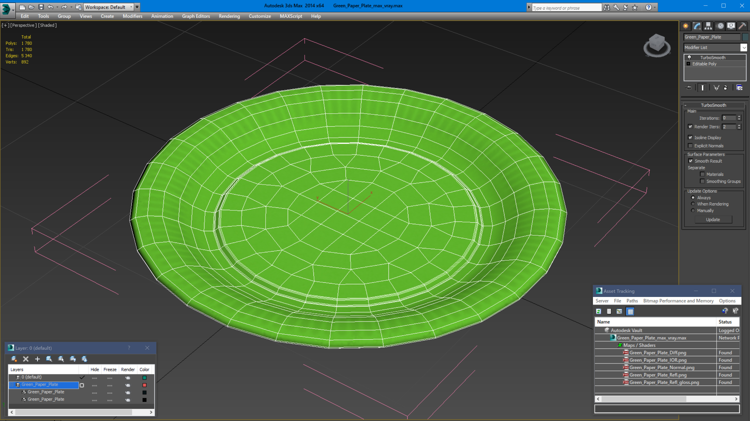 Green Paper Plate 3D