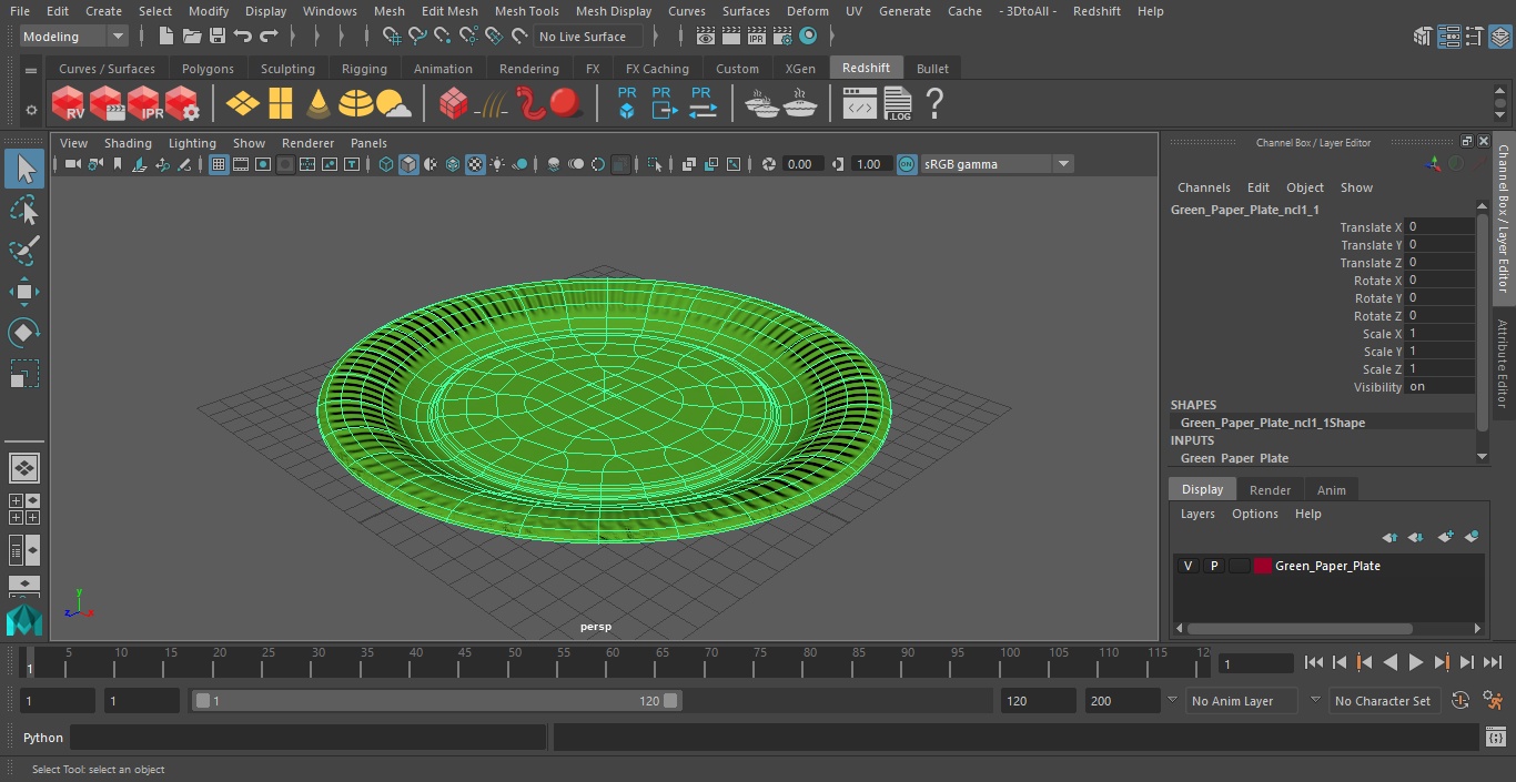 Green Paper Plate 3D