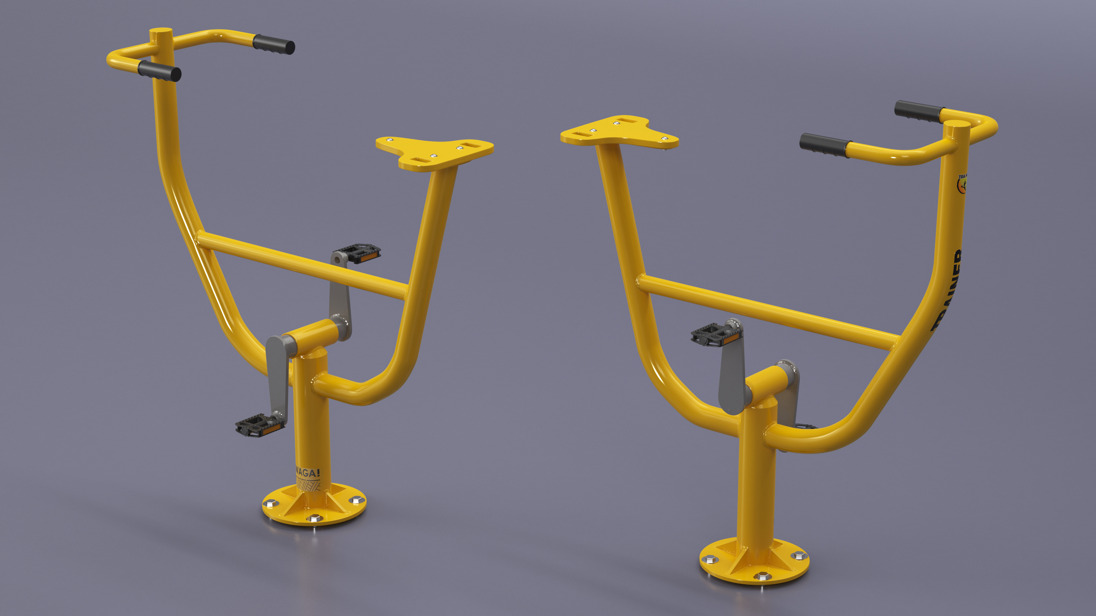 3D Rider Outdoor Fitness Equipment Yellow model