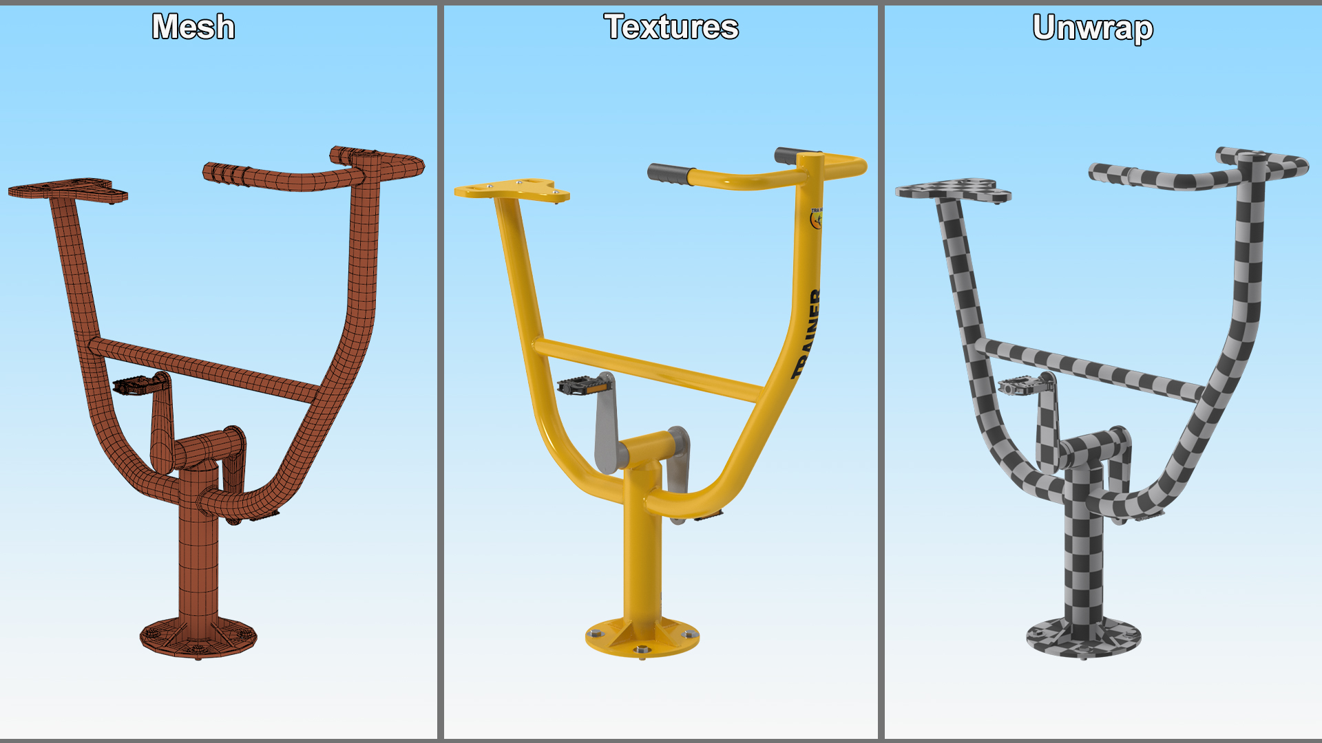 3D Rider Outdoor Fitness Equipment Yellow model