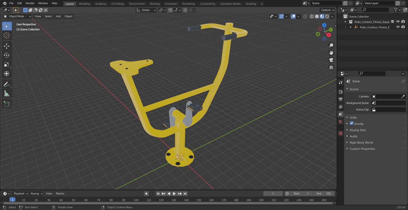 3D Rider Outdoor Fitness Equipment Yellow model