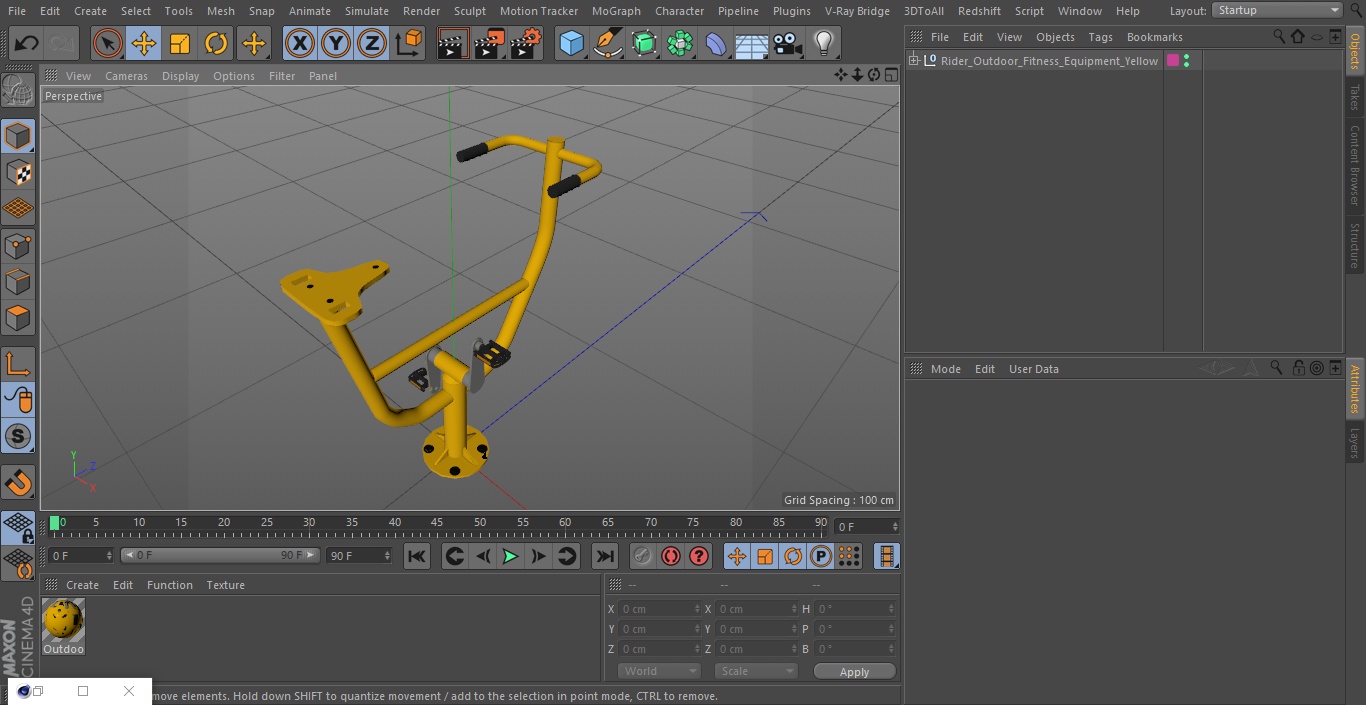 3D Rider Outdoor Fitness Equipment Yellow model