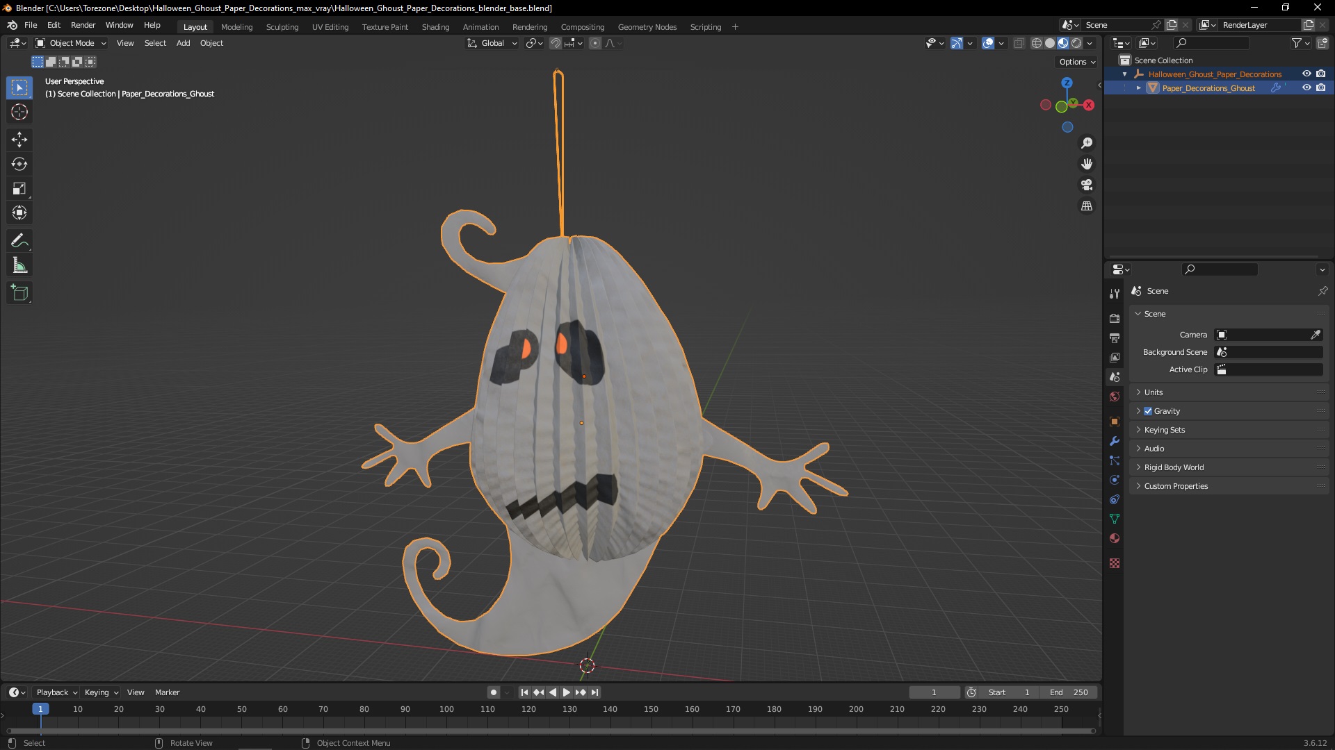 Halloween Ghoust Paper Decorations 3D model