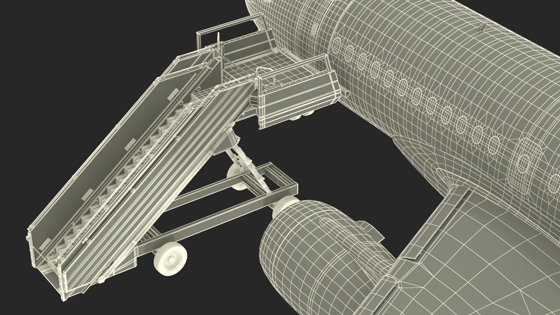 3D Airbus Delta with Passenger Steps model
