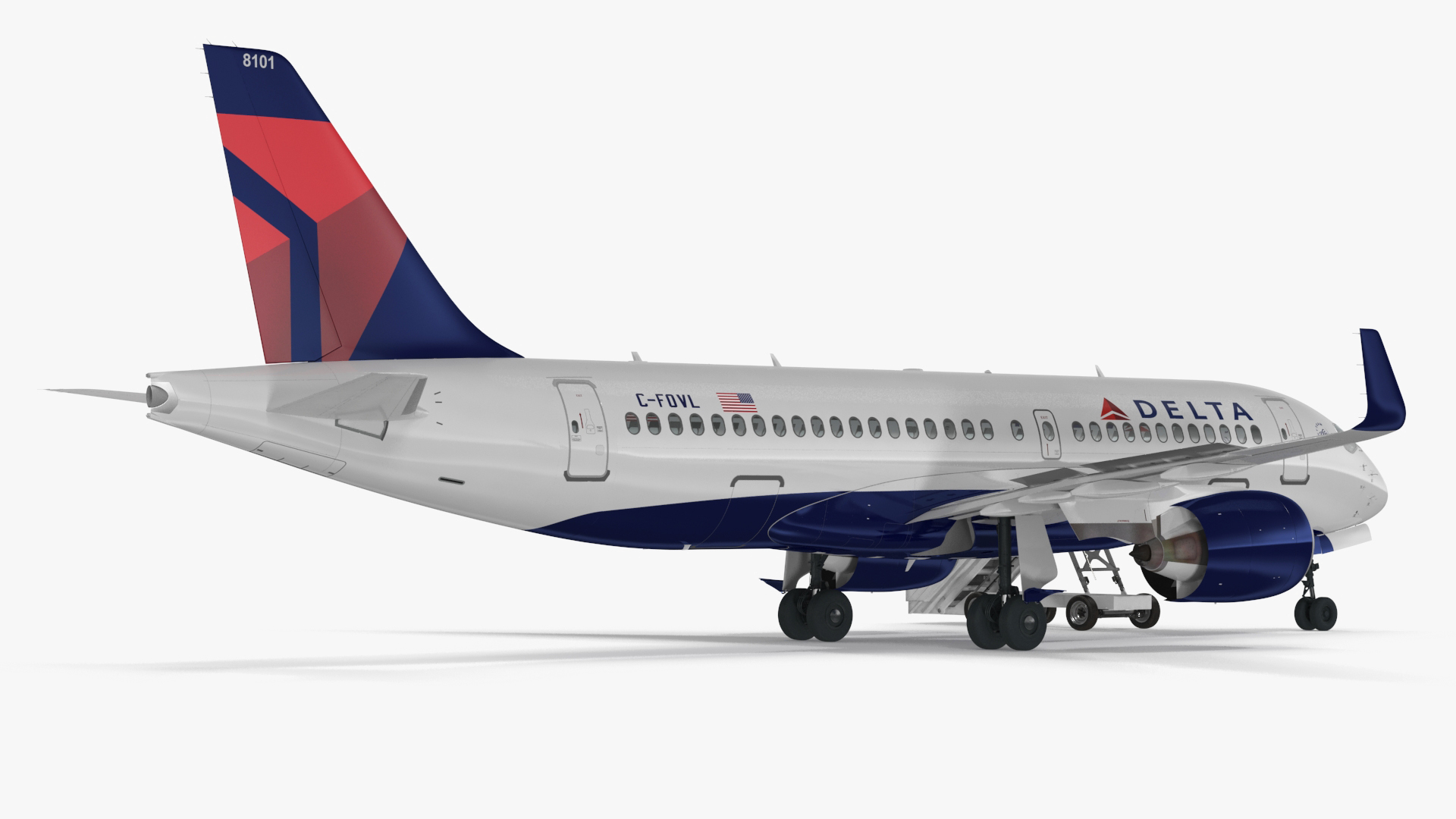 3D Airbus Delta with Passenger Steps model