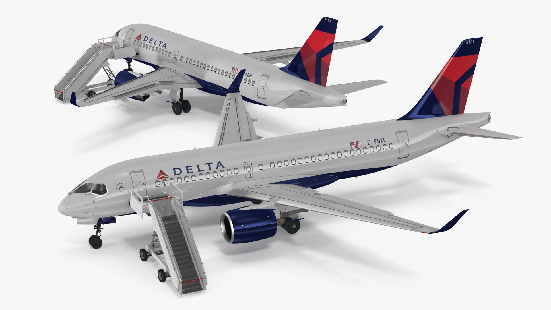 3D Airbus Delta with Passenger Steps model
