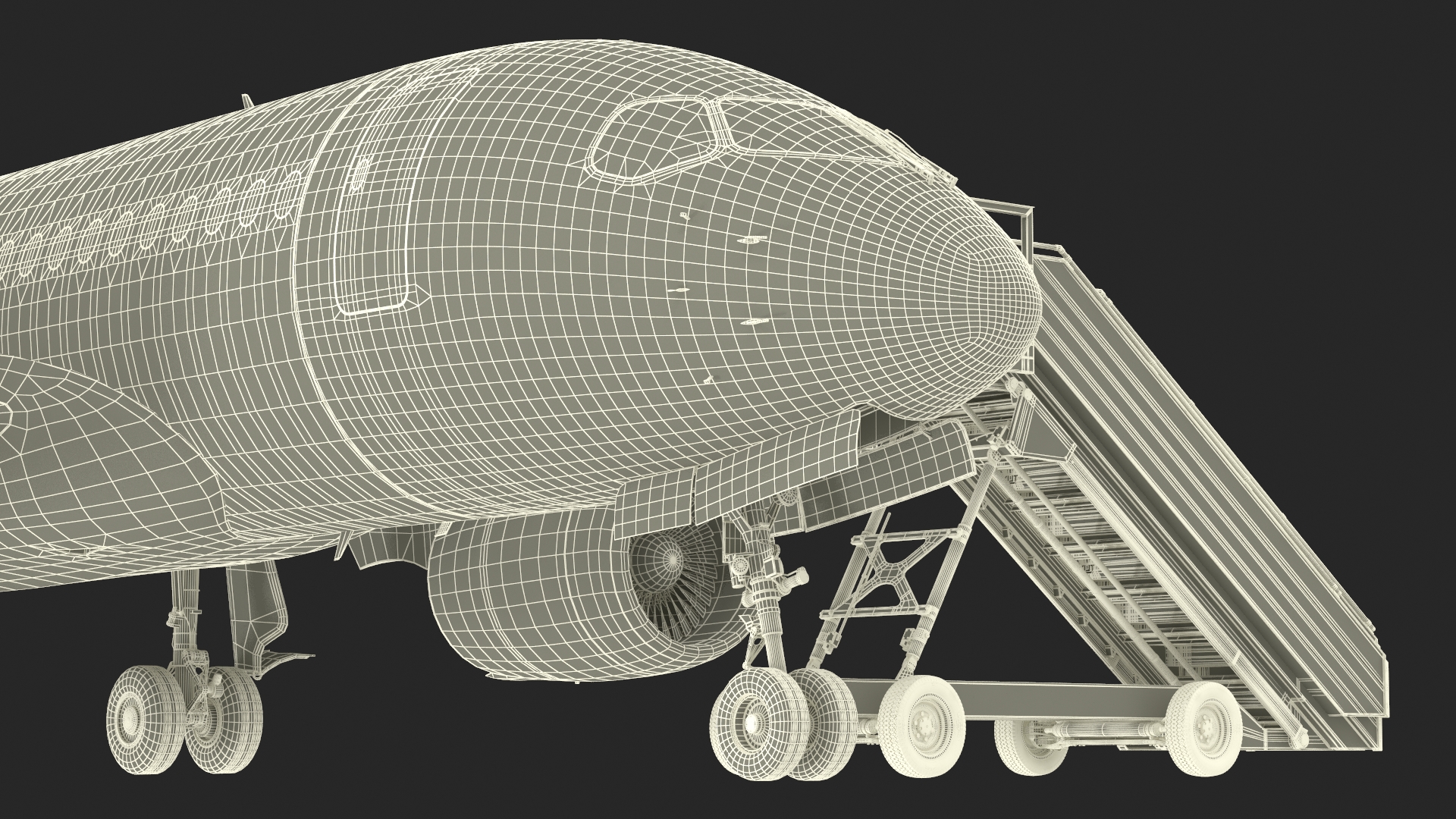 3D Airbus Delta with Passenger Steps model