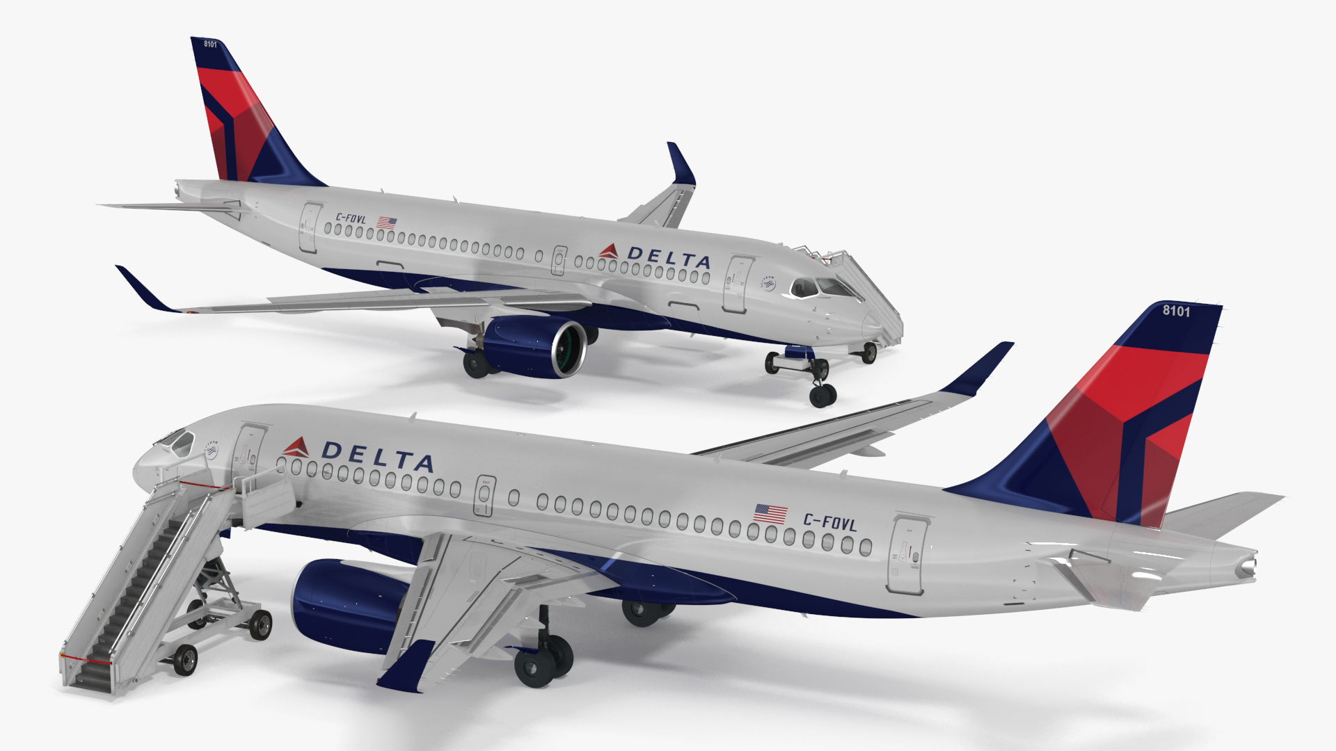 3D Airbus Delta with Passenger Steps model