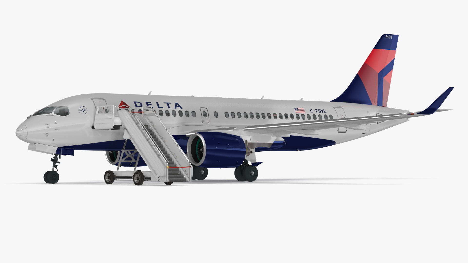 3D Airbus Delta with Passenger Steps model