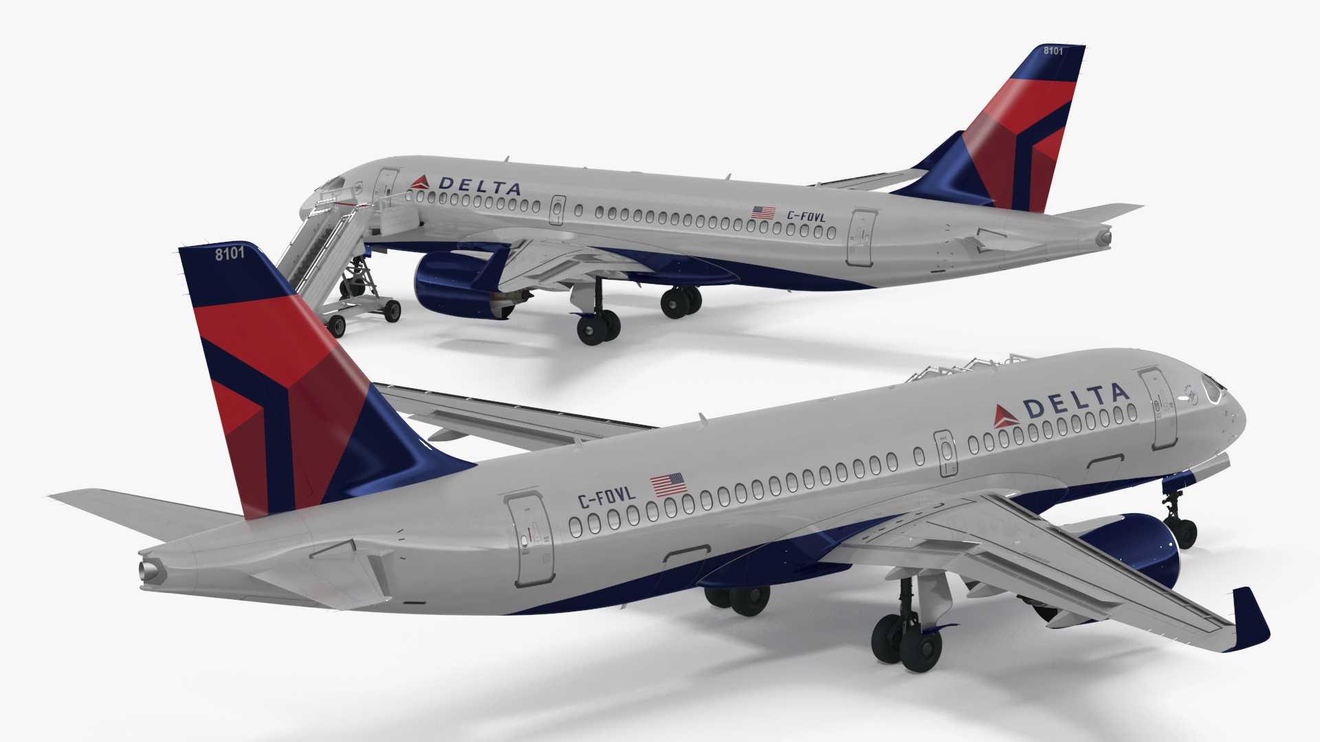 3D Airbus Delta with Passenger Steps model