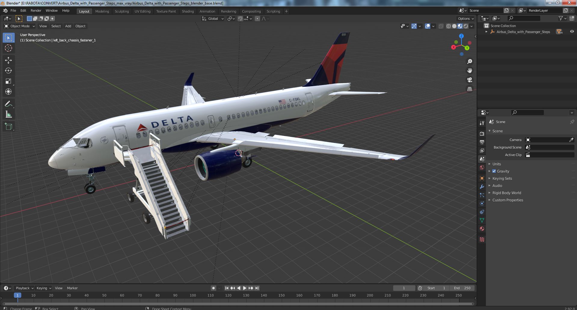 3D Airbus Delta with Passenger Steps model
