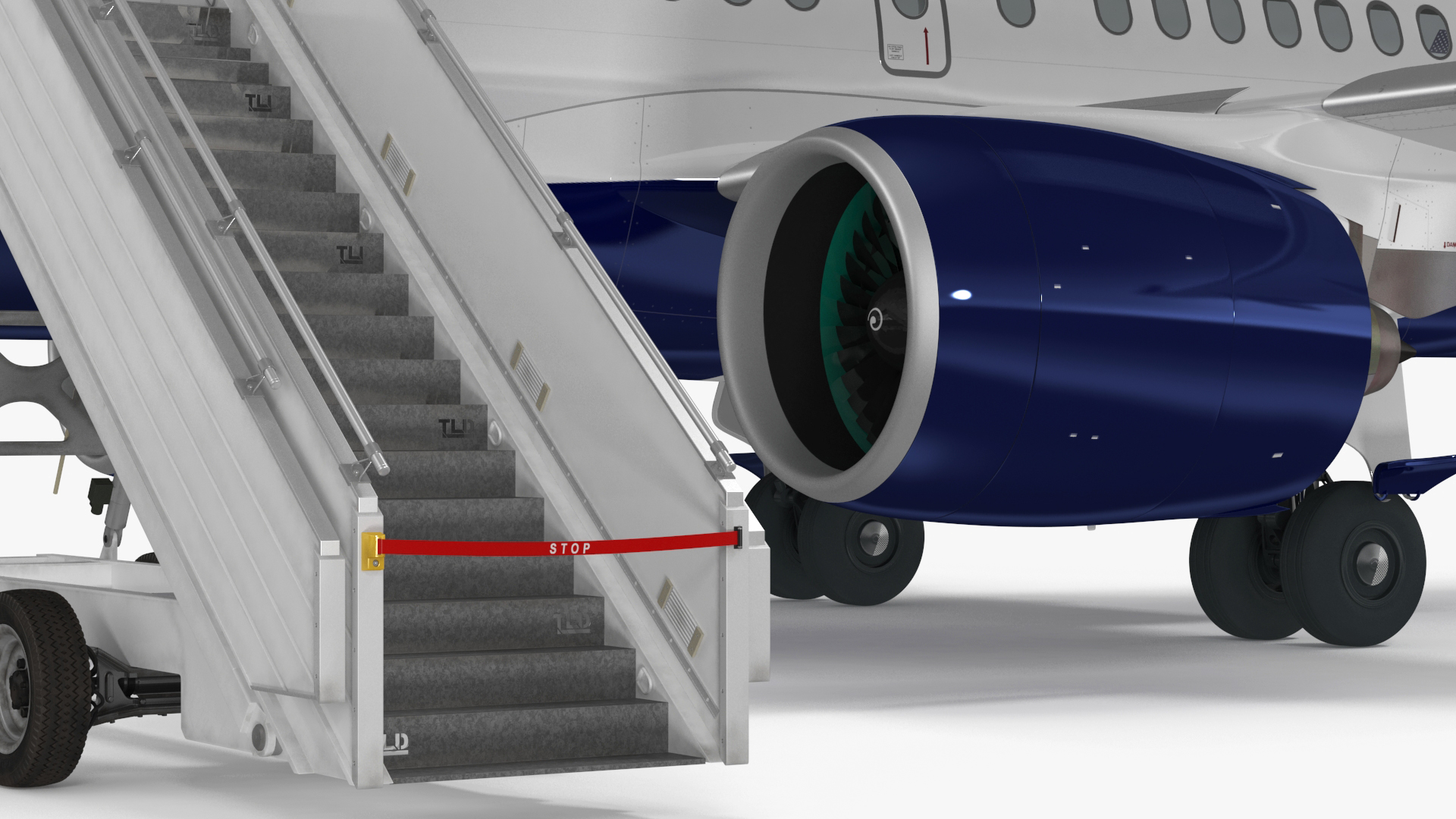 3D Airbus Delta with Passenger Steps model