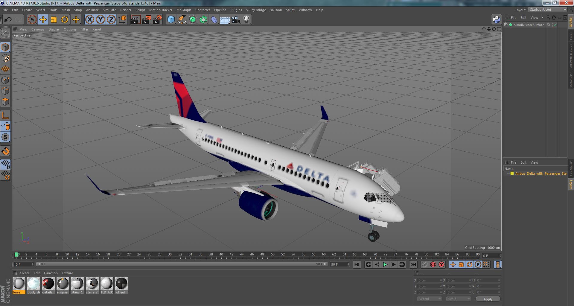 3D Airbus Delta with Passenger Steps model