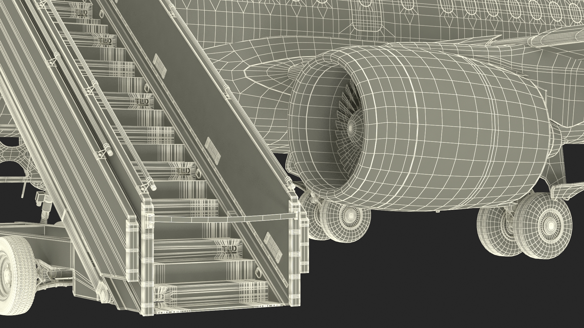 3D Airbus Delta with Passenger Steps model
