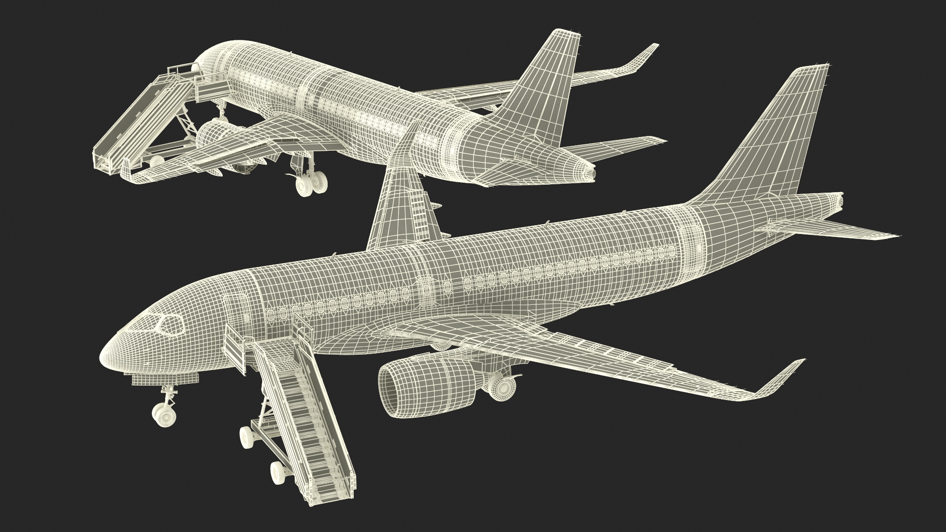 3D Airbus Delta with Passenger Steps model