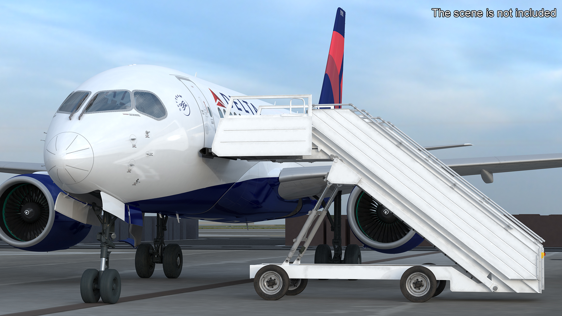 3D Airbus Delta with Passenger Steps model