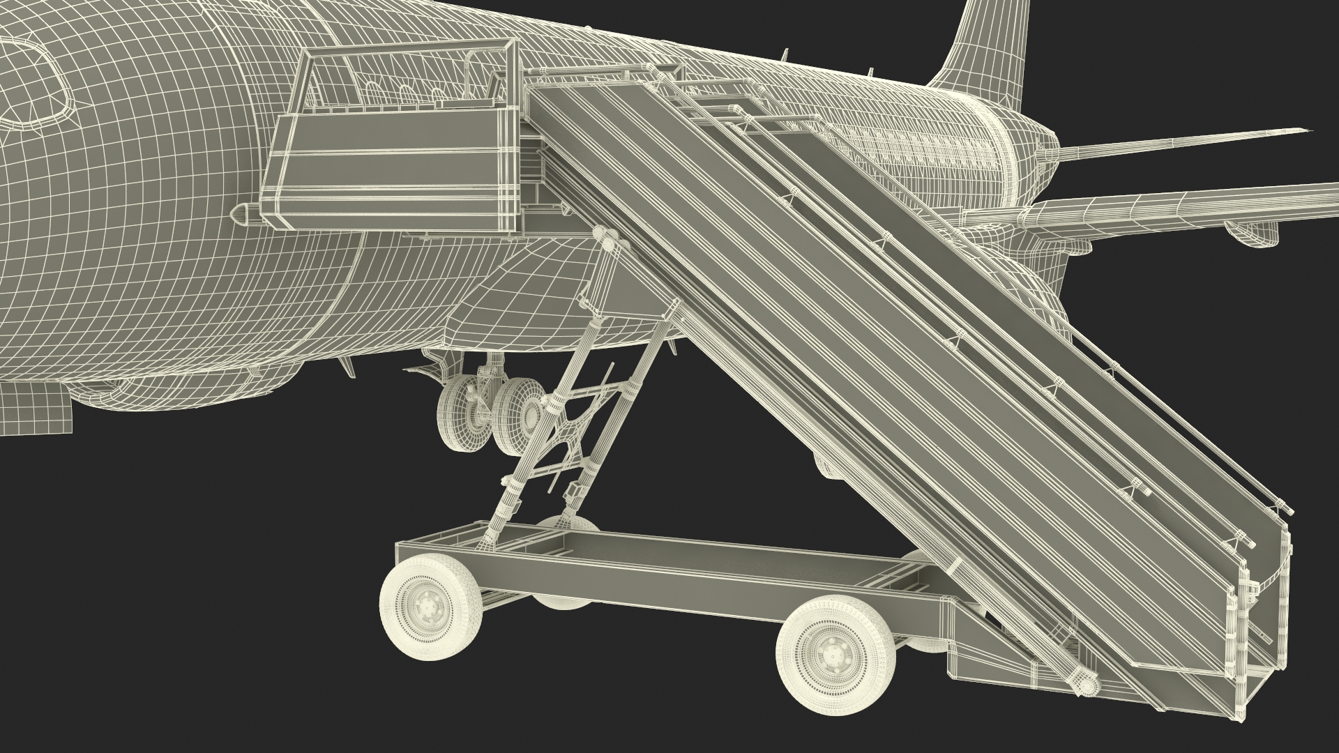 3D Airbus Delta with Passenger Steps model