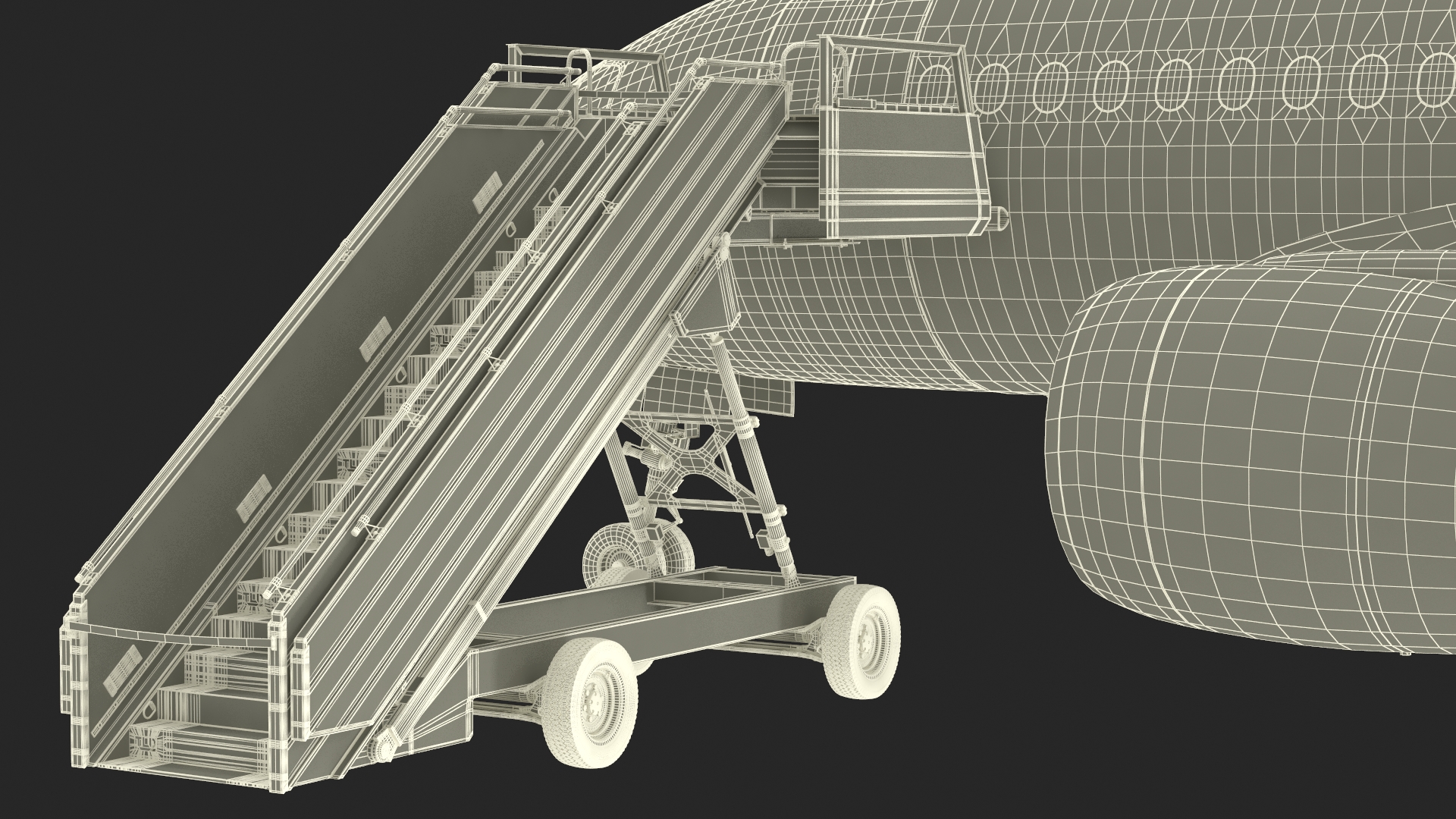 3D Airbus Delta with Passenger Steps model