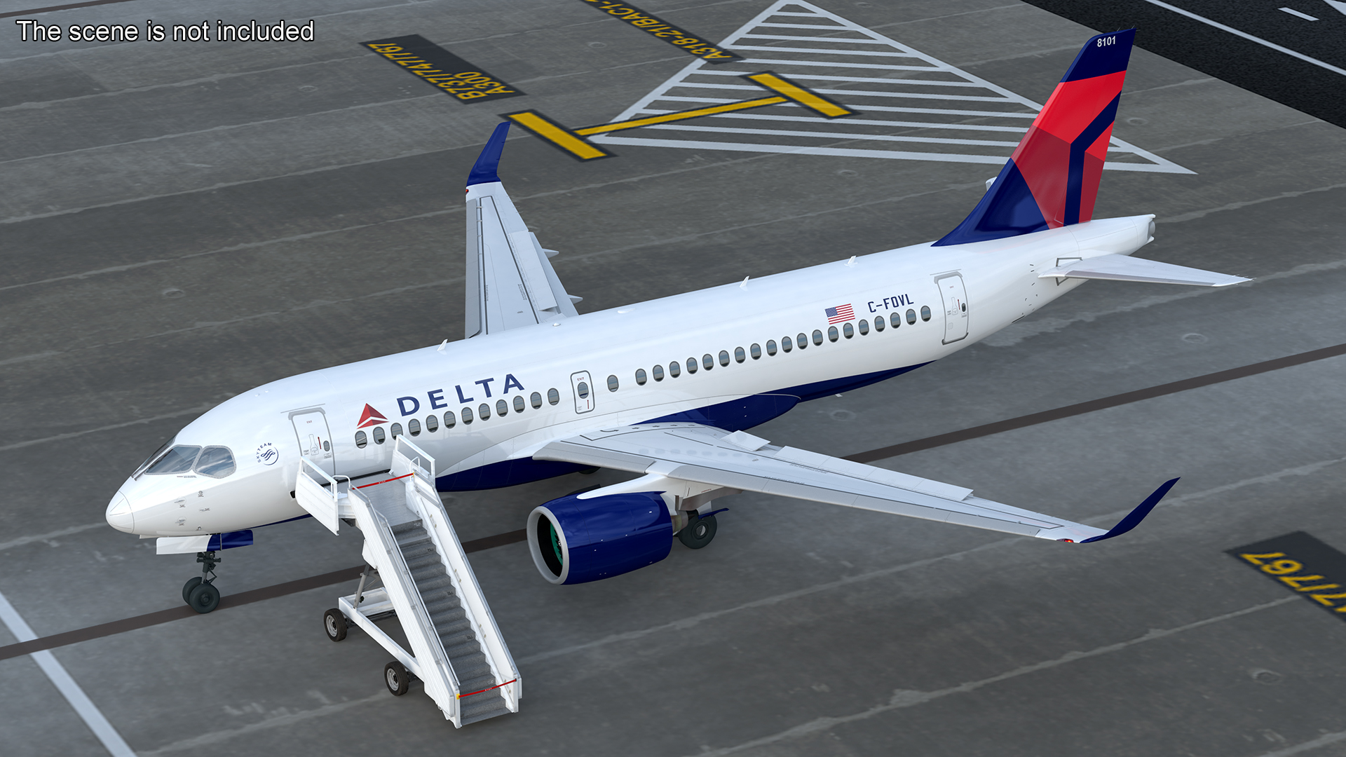 3D Airbus Delta with Passenger Steps model