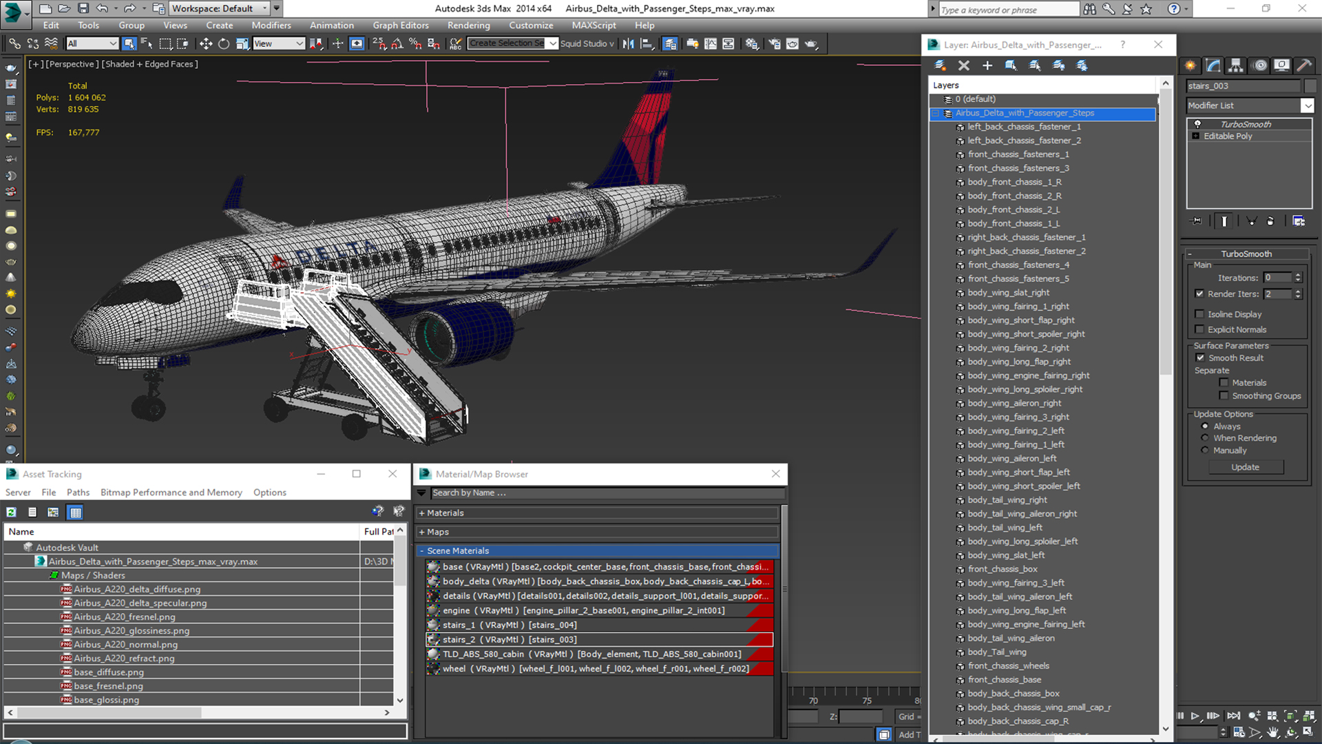 3D Airbus Delta with Passenger Steps model