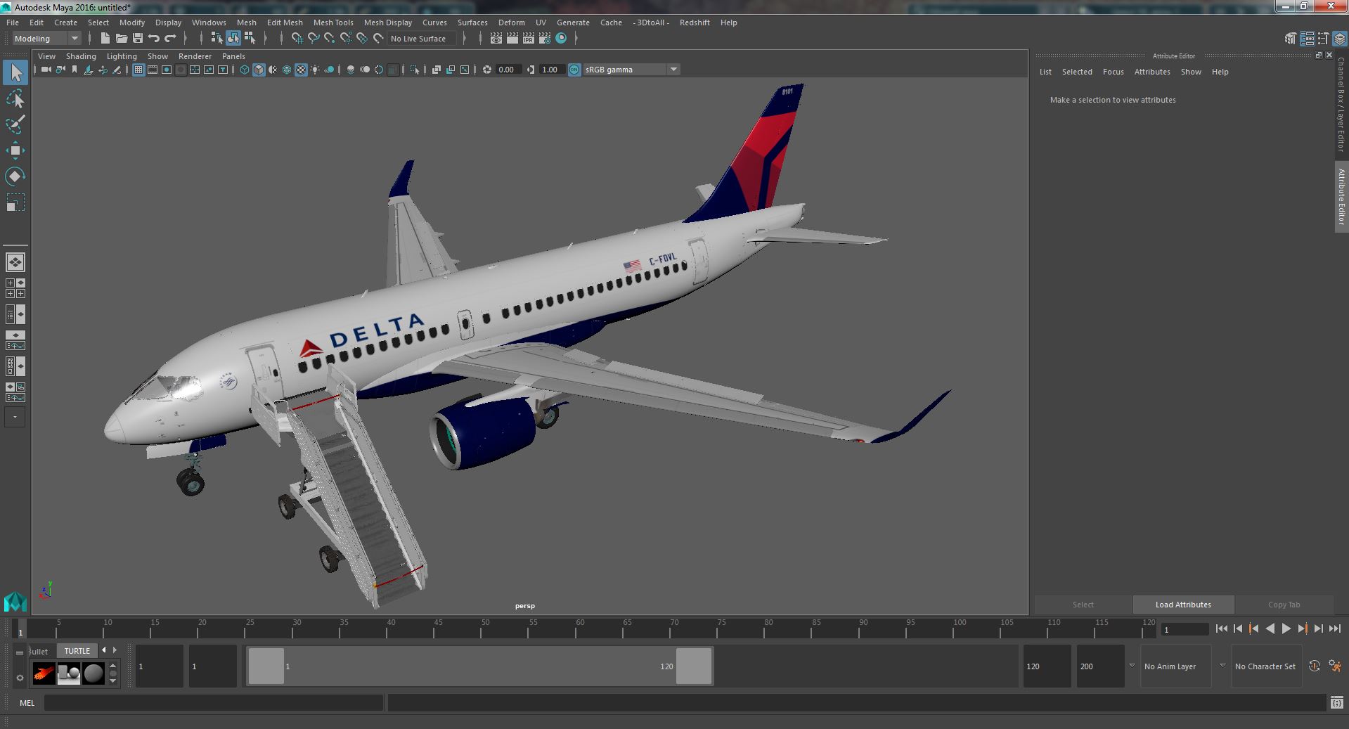 3D Airbus Delta with Passenger Steps model