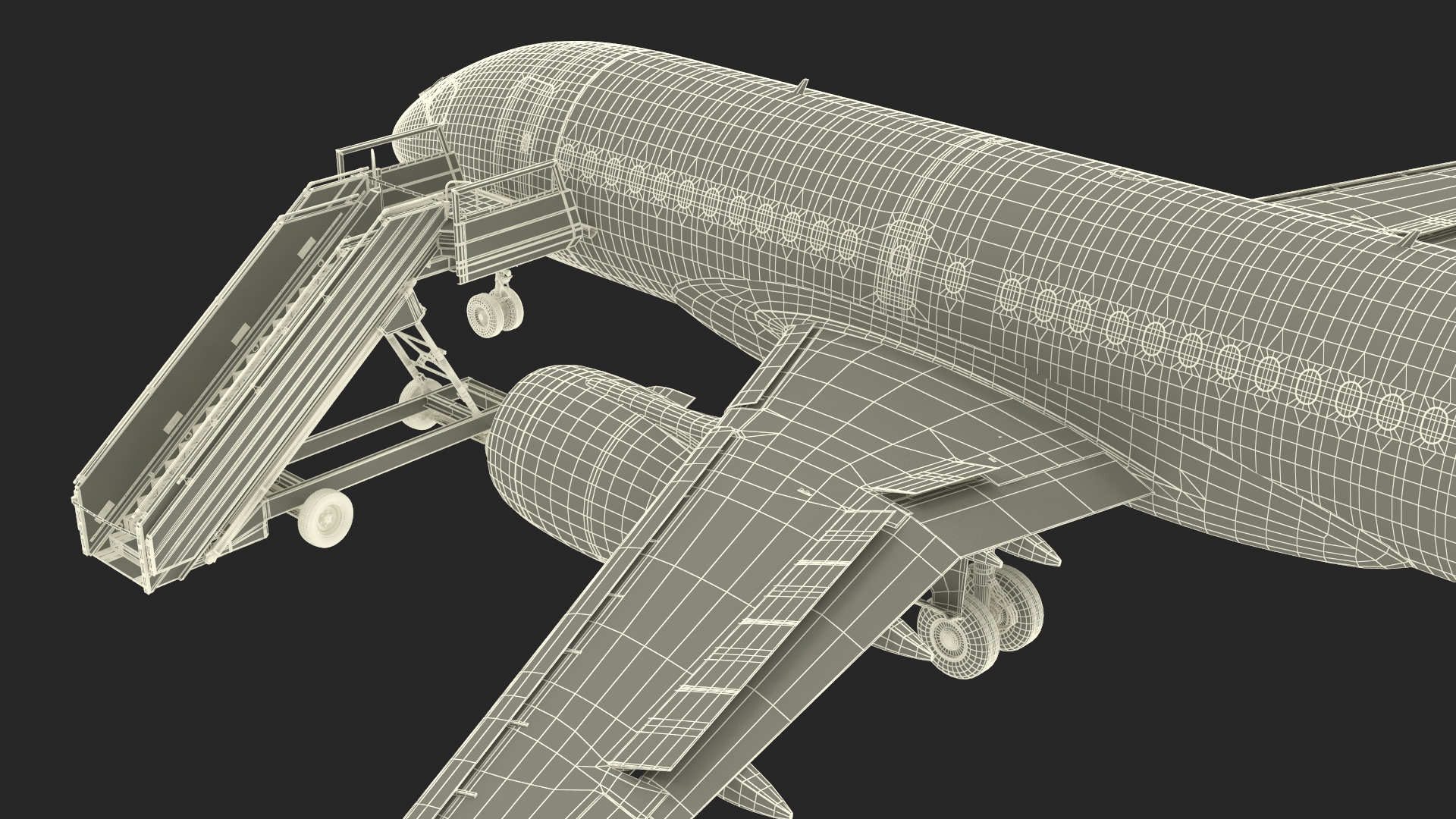3D Airbus Delta with Passenger Steps model