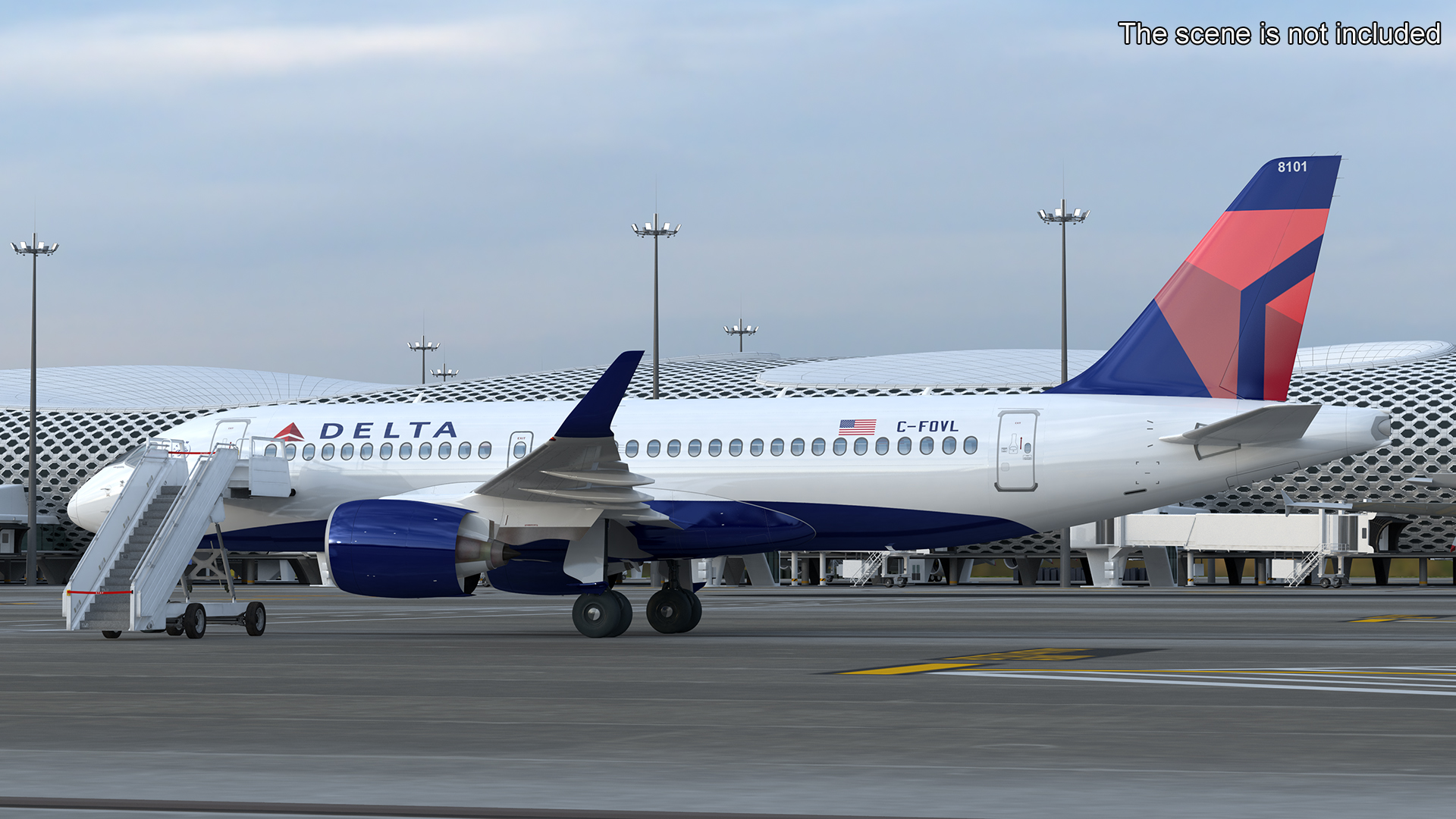3D Airbus Delta with Passenger Steps model