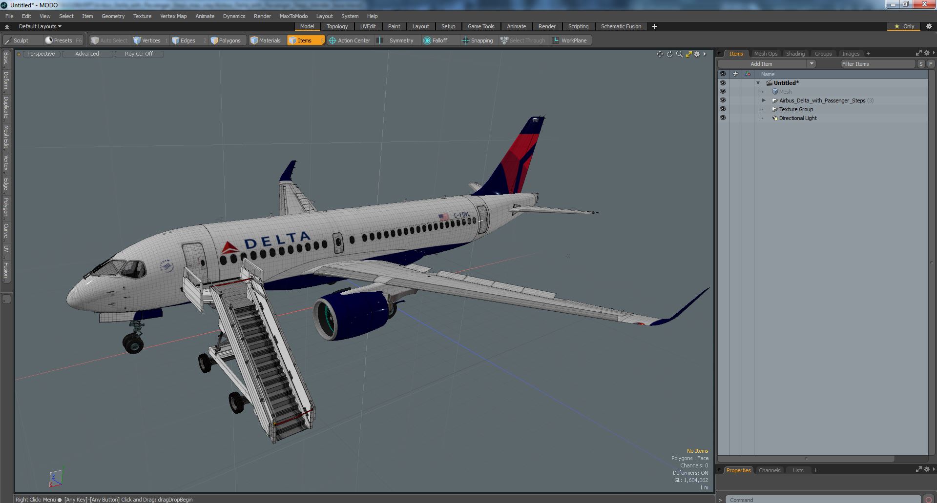 3D Airbus Delta with Passenger Steps model