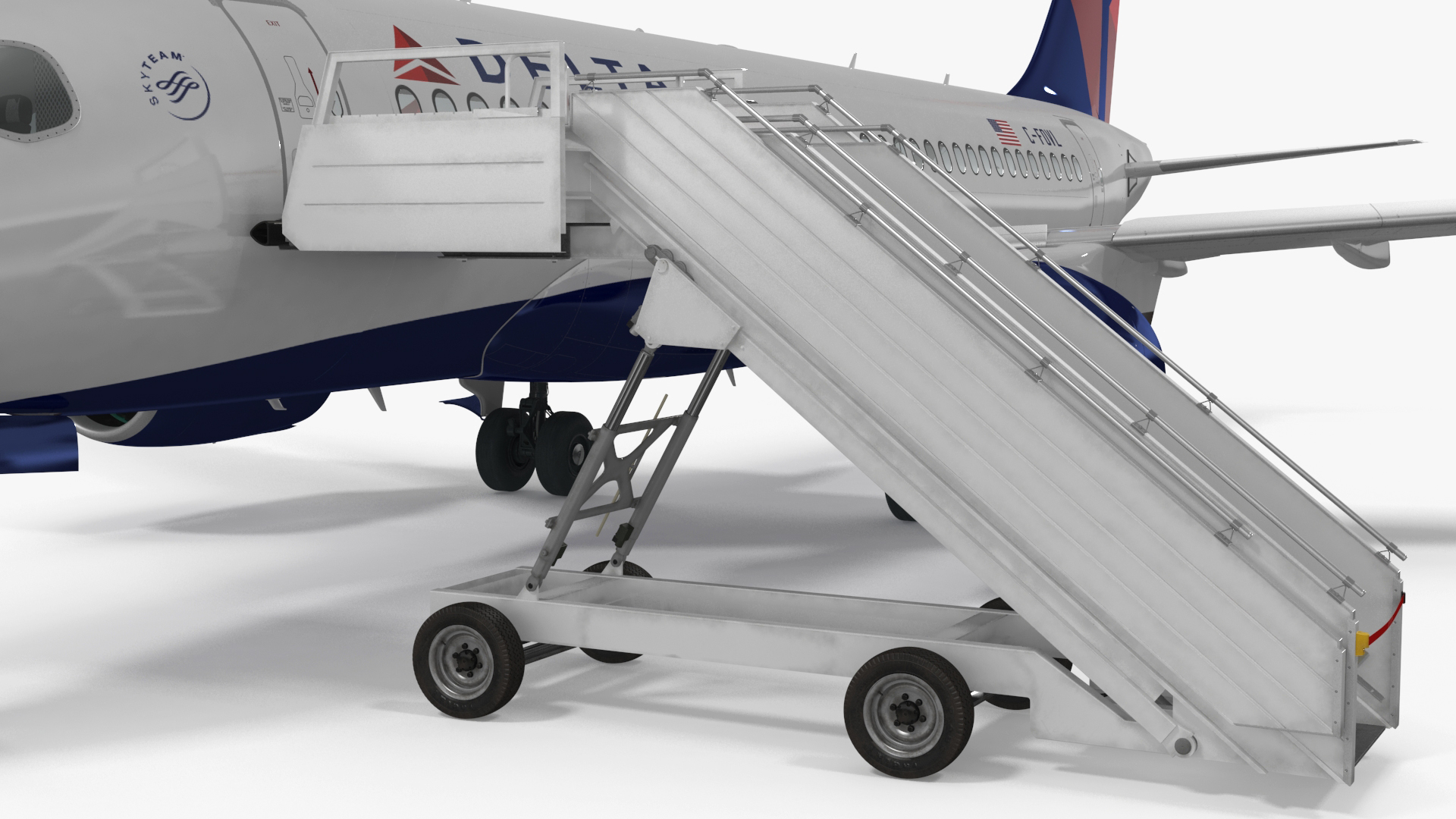 3D Airbus Delta with Passenger Steps model
