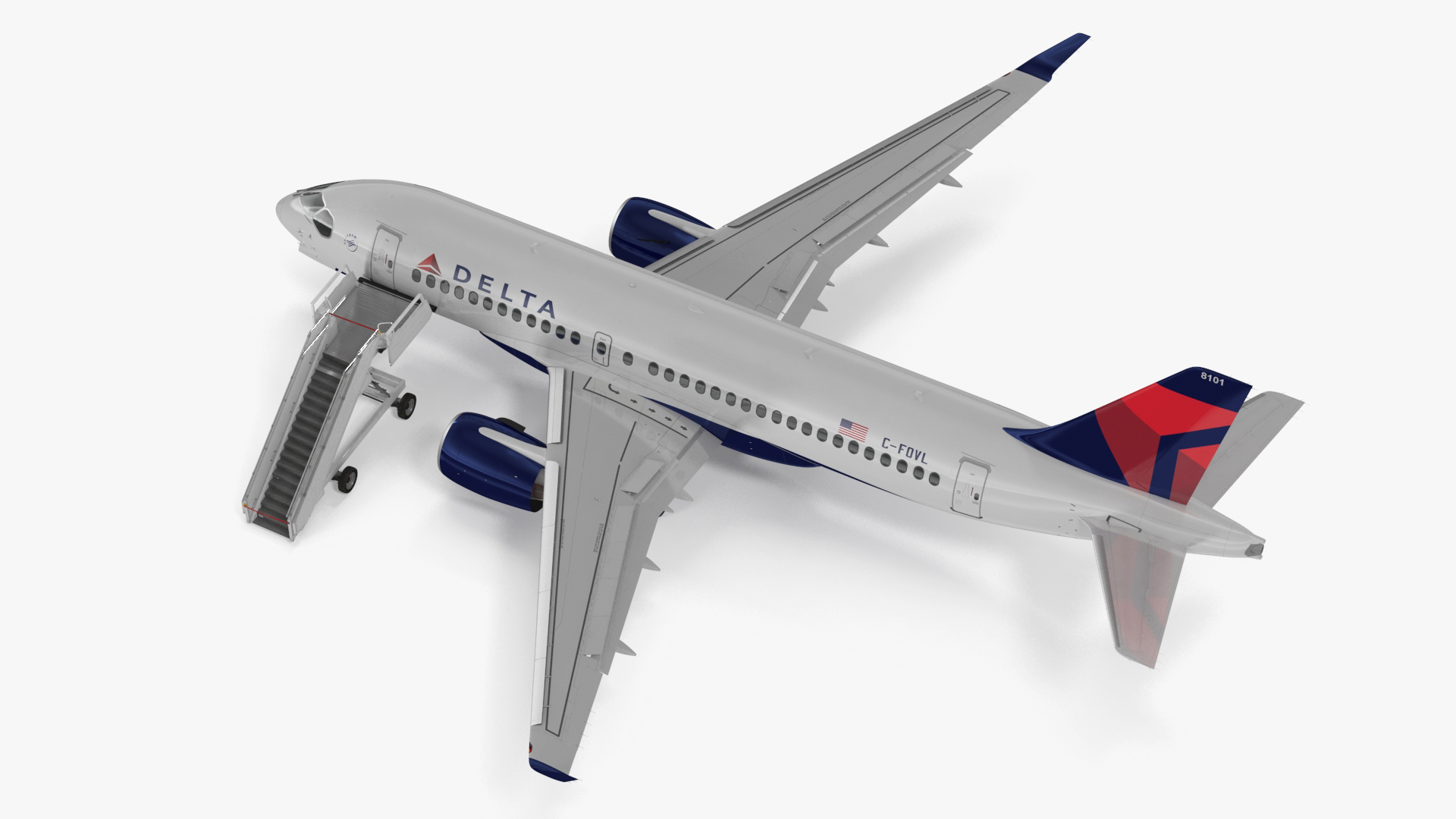 3D Airbus Delta with Passenger Steps model