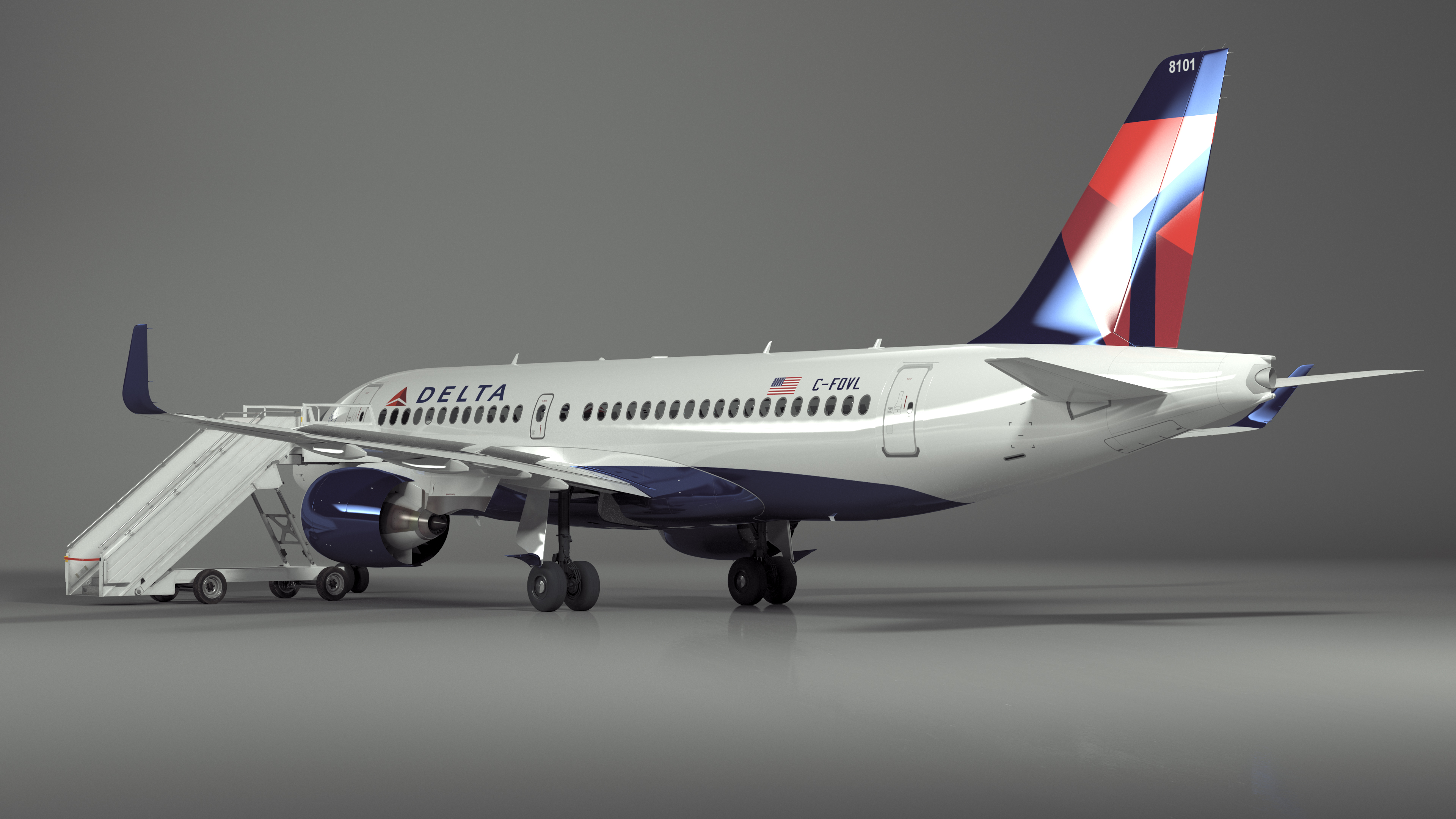 3D Airbus Delta with Passenger Steps model