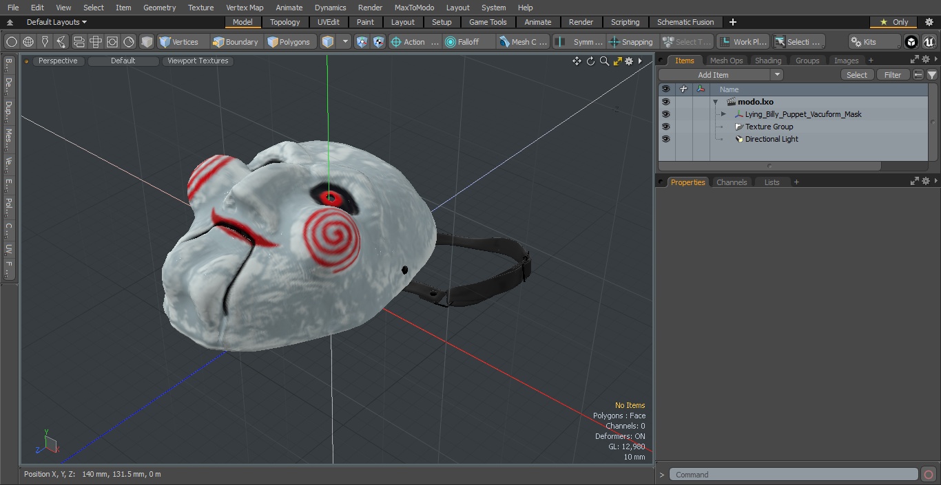 Lying Billy Puppet Vacuform Mask 3D