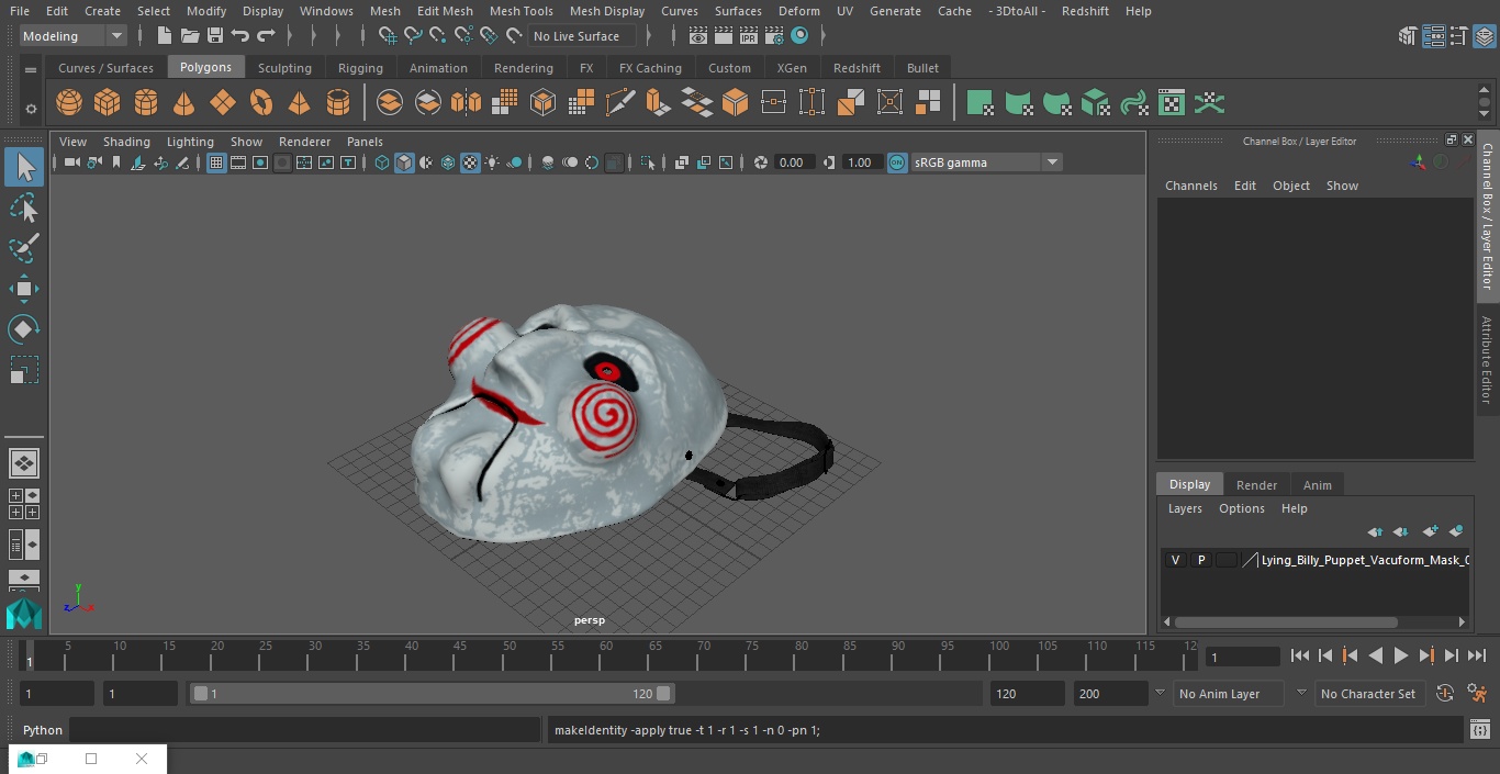 Lying Billy Puppet Vacuform Mask 3D