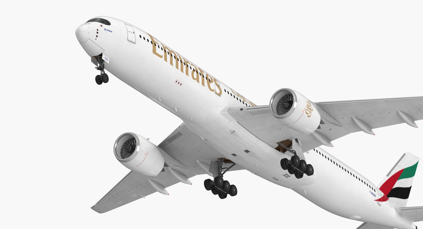 3D Airbus A350 1000 Emirates Air Line Rigged
