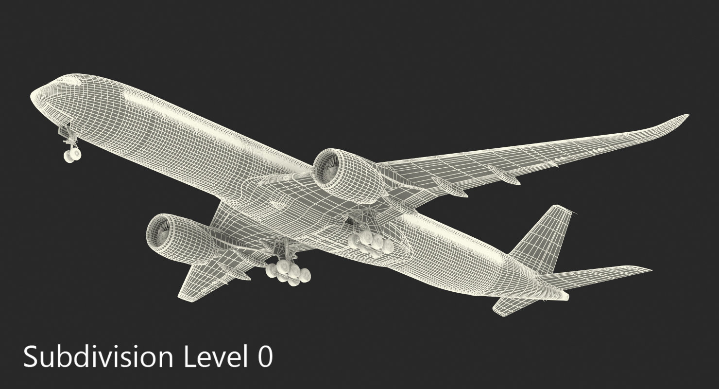 3D Airbus A350 1000 Emirates Air Line Rigged