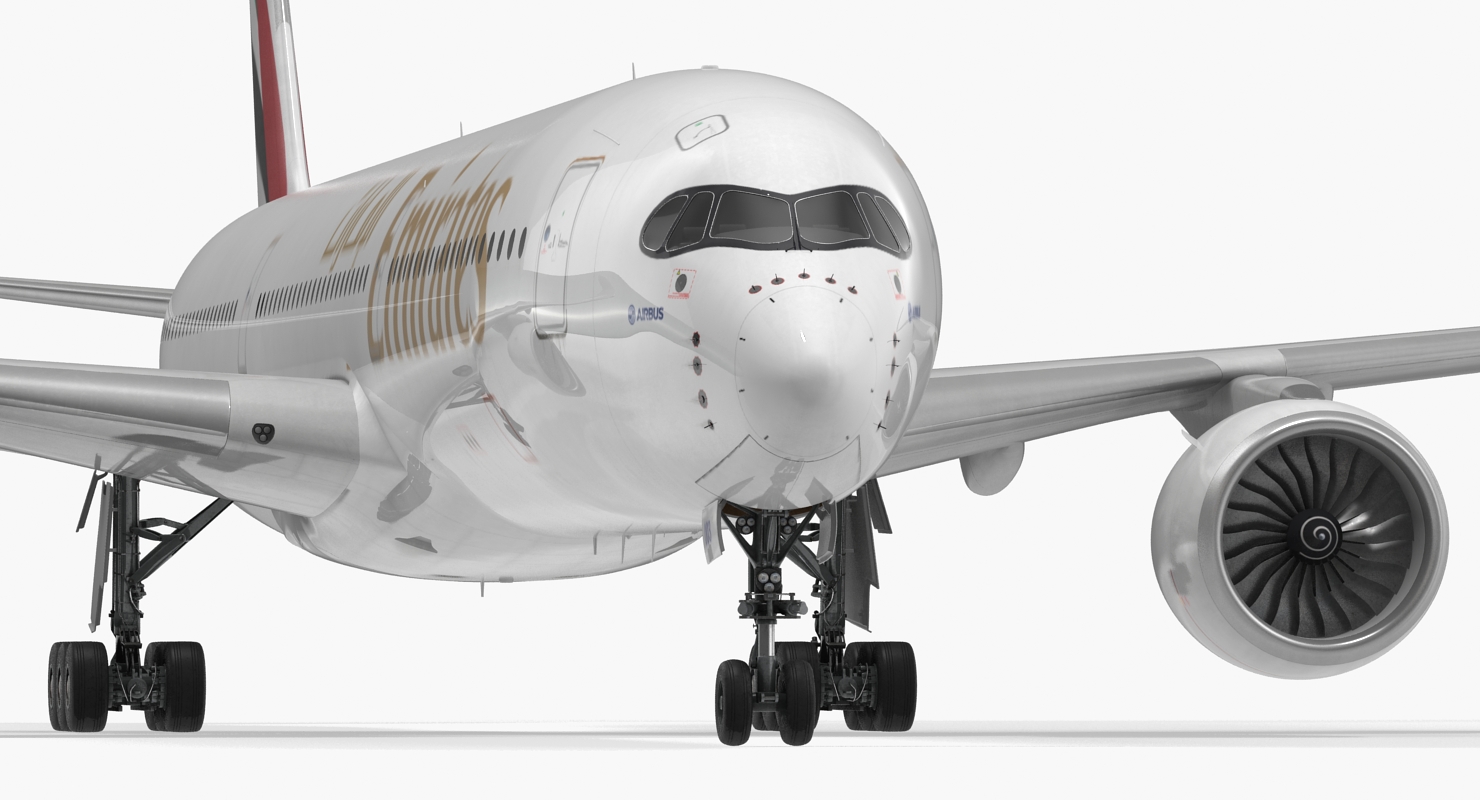 3D Airbus A350 1000 Emirates Air Line Rigged