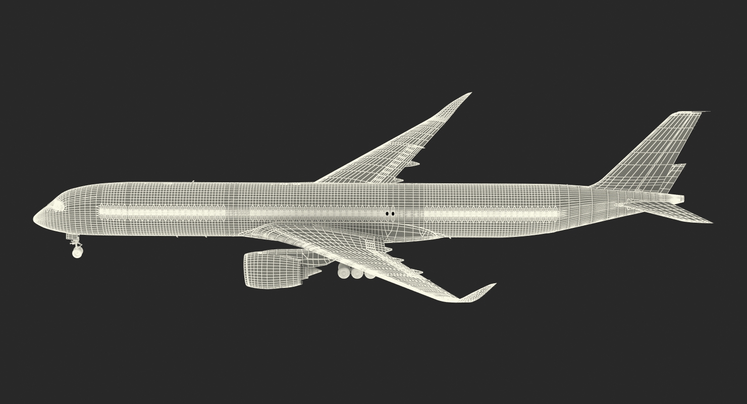3D Airbus A350 1000 Emirates Air Line Rigged