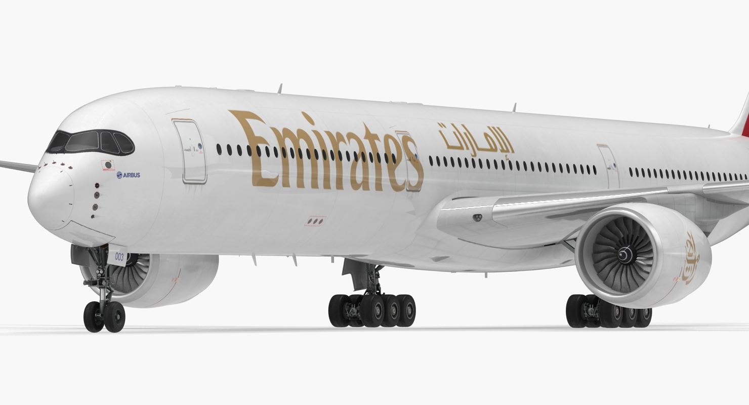 3D Airbus A350 1000 Emirates Air Line Rigged