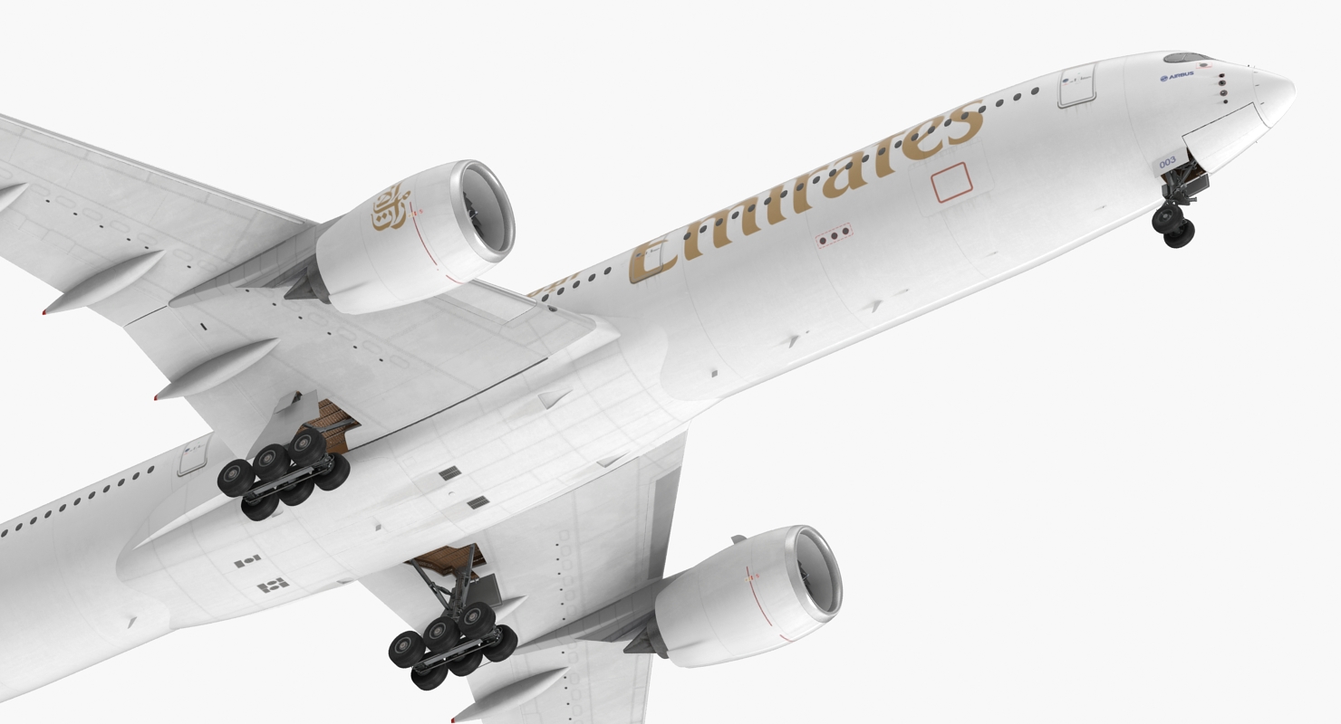 3D Airbus A350 1000 Emirates Air Line Rigged