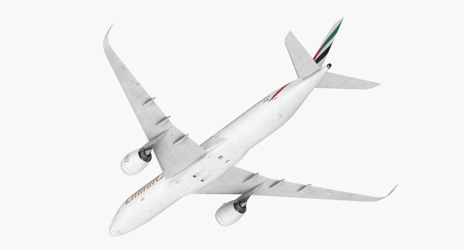 3D Airbus A350 1000 Emirates Air Line Rigged