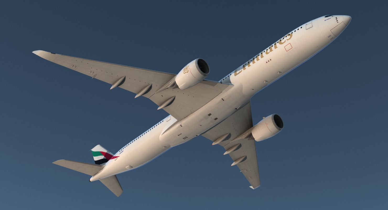 3D Airbus A350 1000 Emirates Air Line Rigged