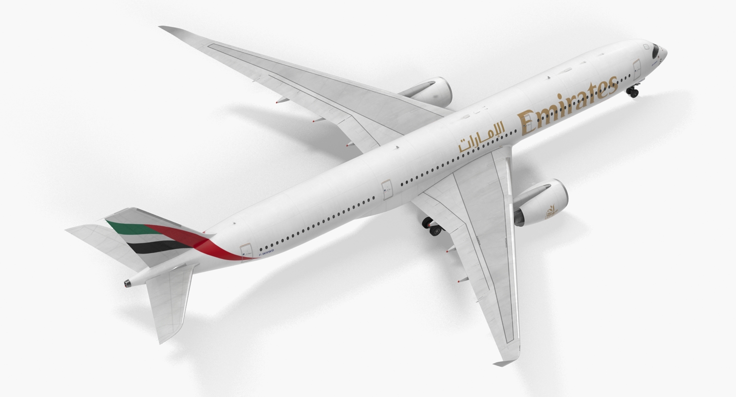 3D Airbus A350 1000 Emirates Air Line Rigged