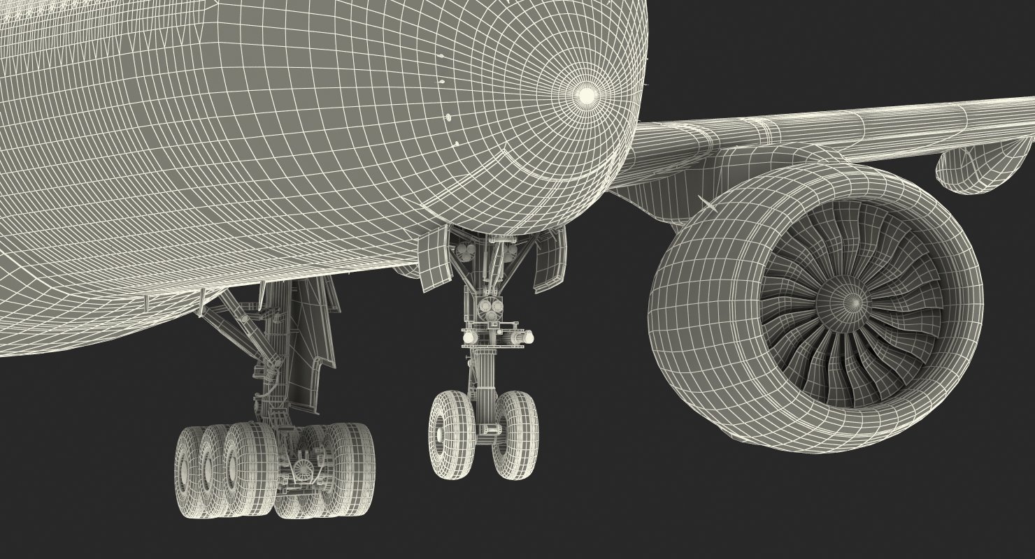 3D Airbus A350 1000 Emirates Air Line Rigged