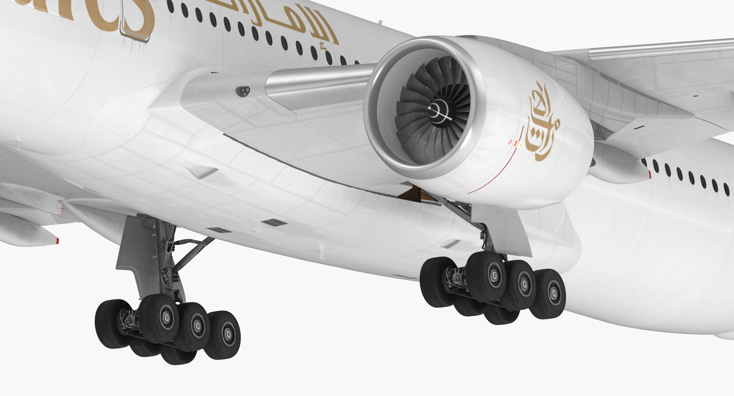 3D Airbus A350 1000 Emirates Air Line Rigged