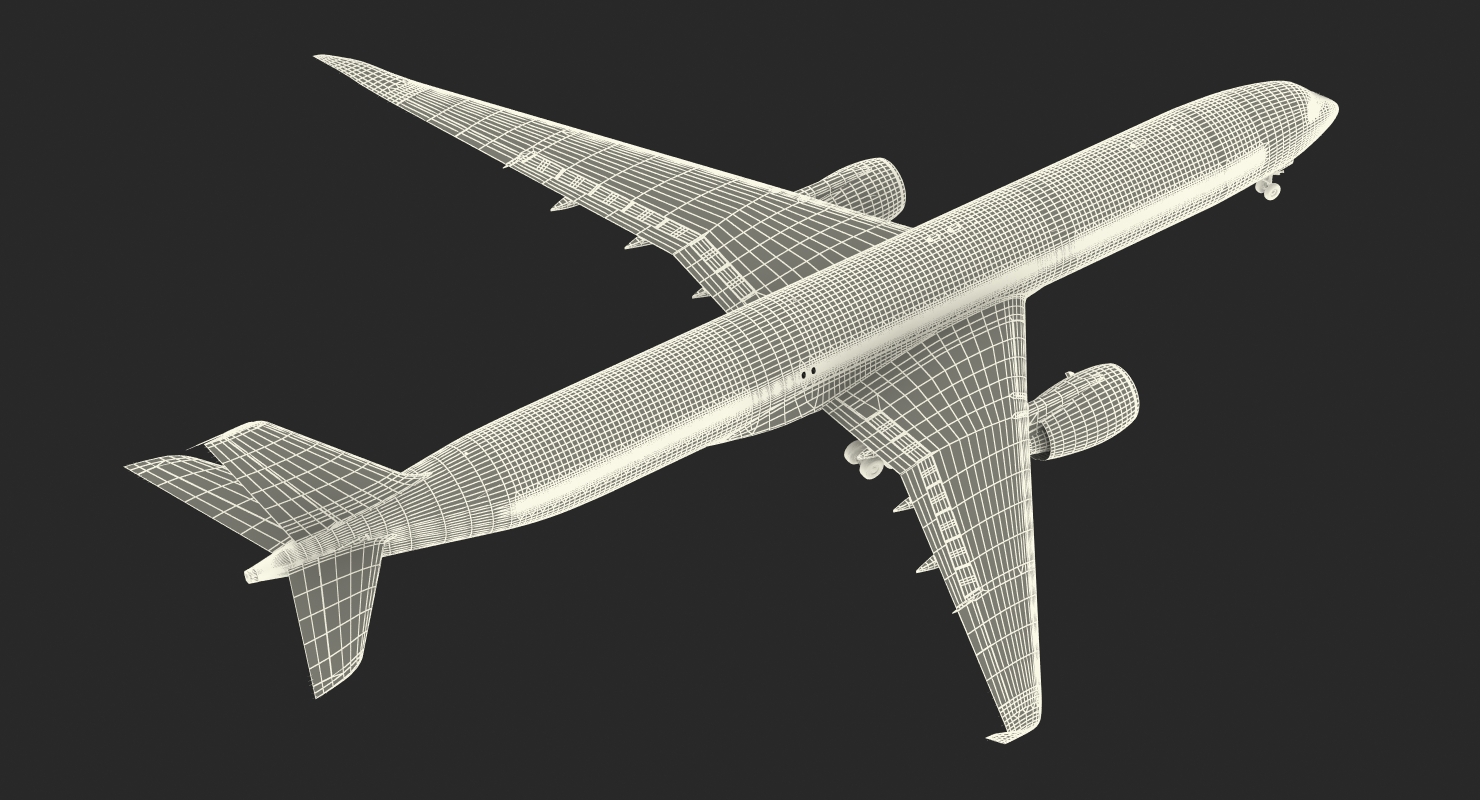 3D Airbus A350 1000 Emirates Air Line Rigged