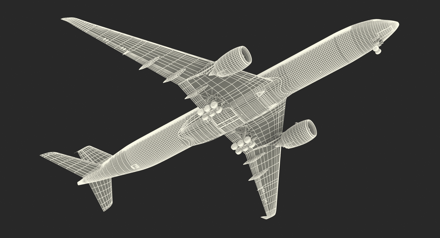 3D Airbus A350 1000 Emirates Air Line Rigged
