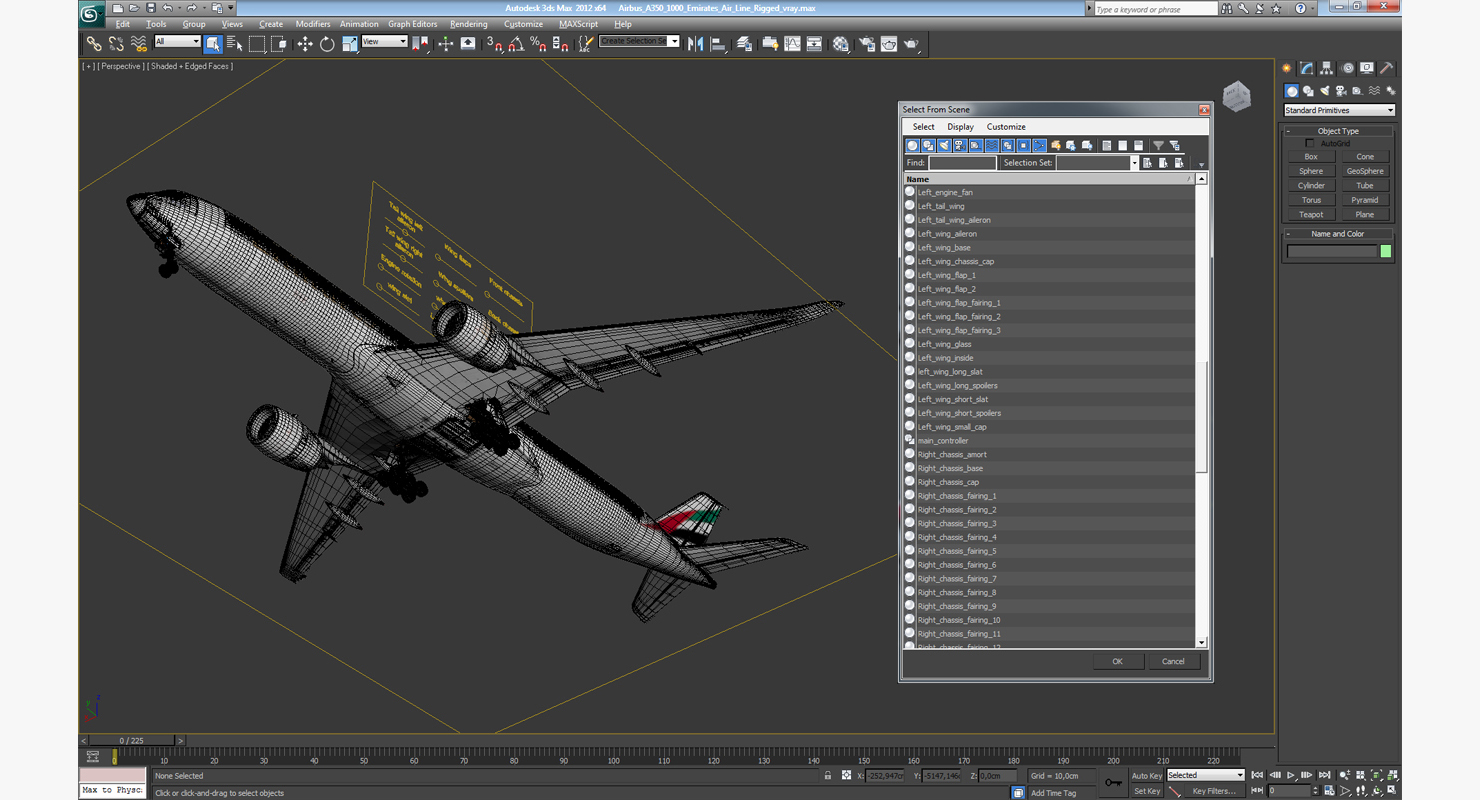 3D Airbus A350 1000 Emirates Air Line Rigged