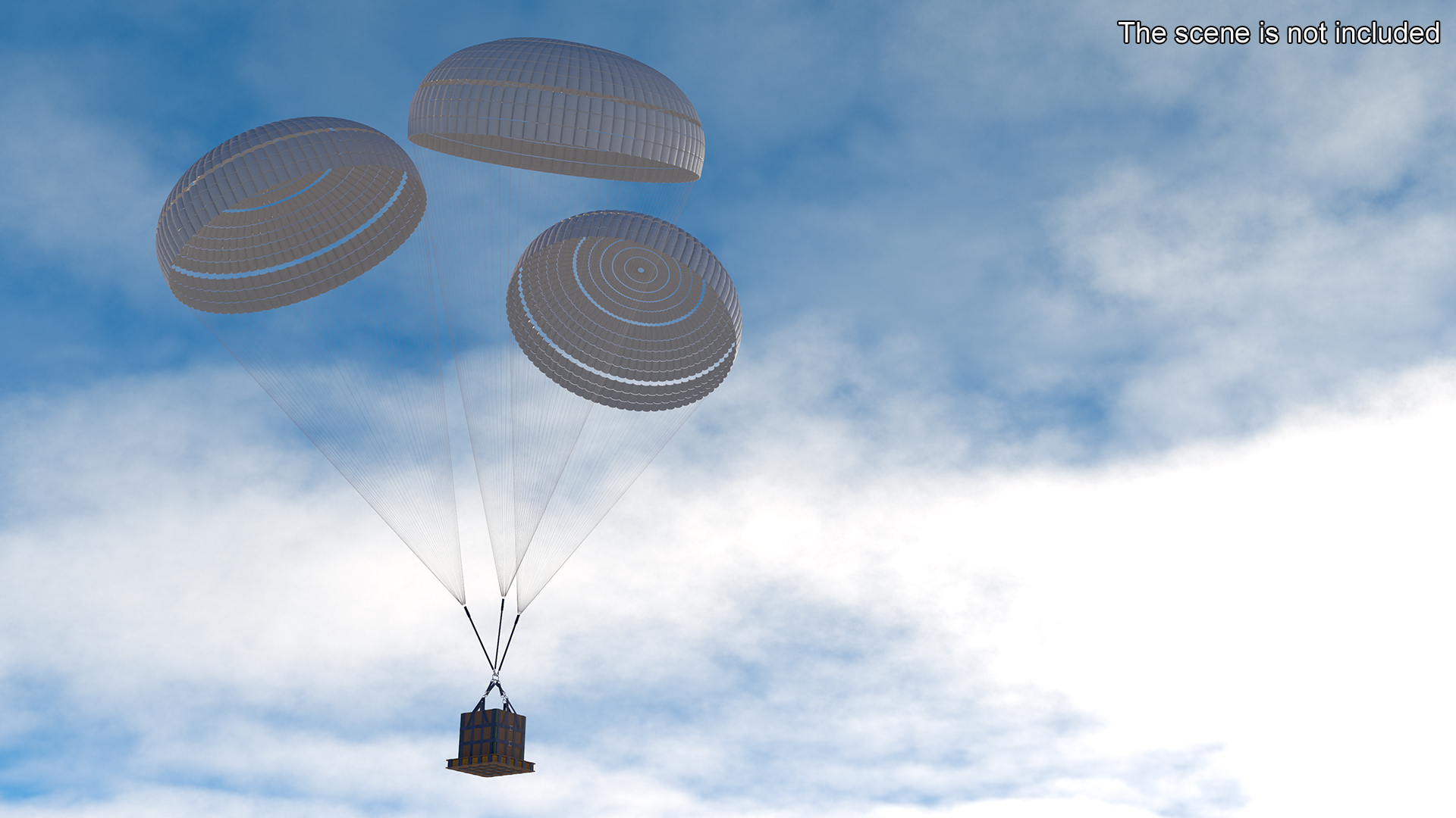 3D Triple Subscale Parachute White